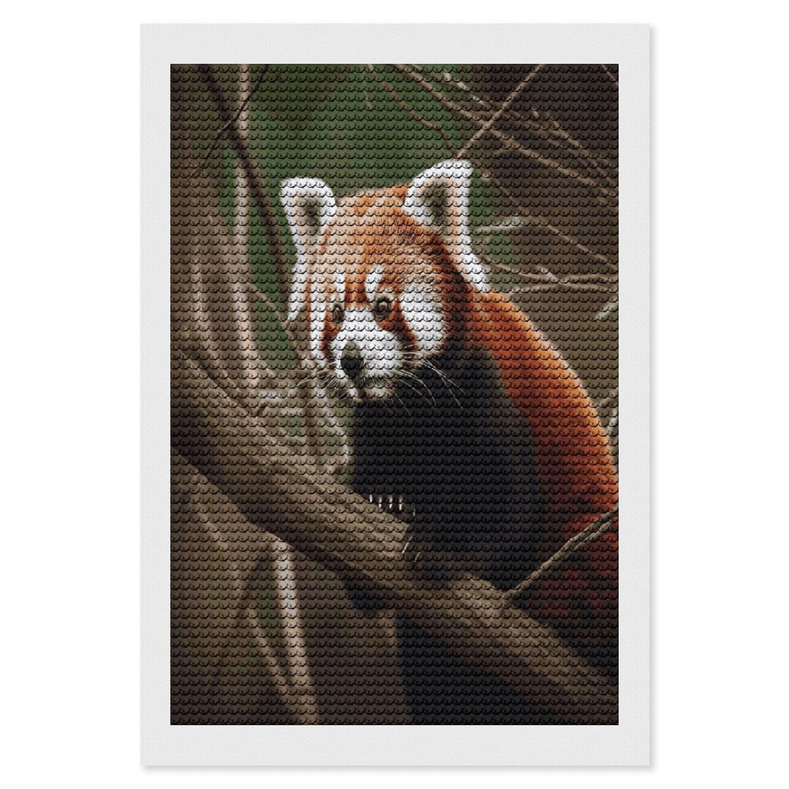 LDGSUPH Red Panda on Tree Branch Diamond Painting Kits for Adults Paint with Diamond Pictures Art DIY Full Drill Diamond Dots Painting Personalized Diamond Photo for Home Wall Decor Gift 8"x12"