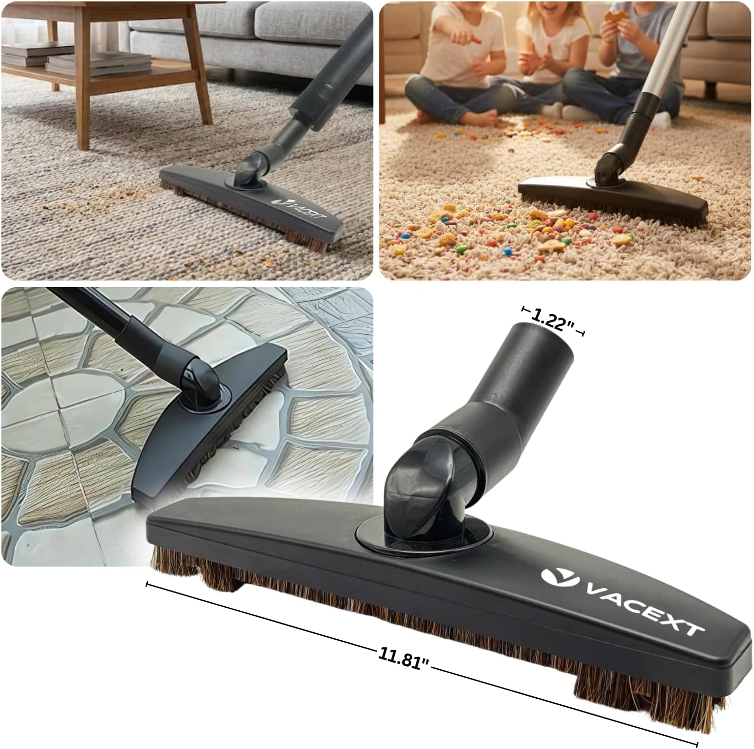 Replacement Vacuum Attachments & Brushes Plus Universal Adapter Kit Compatible with Shop Vacs Accessories 2-1/4" 1-7/8" 1-3/8" 1-1/4 Inch Flexible Vacuum Crevice Attachment Tool (12PCS)