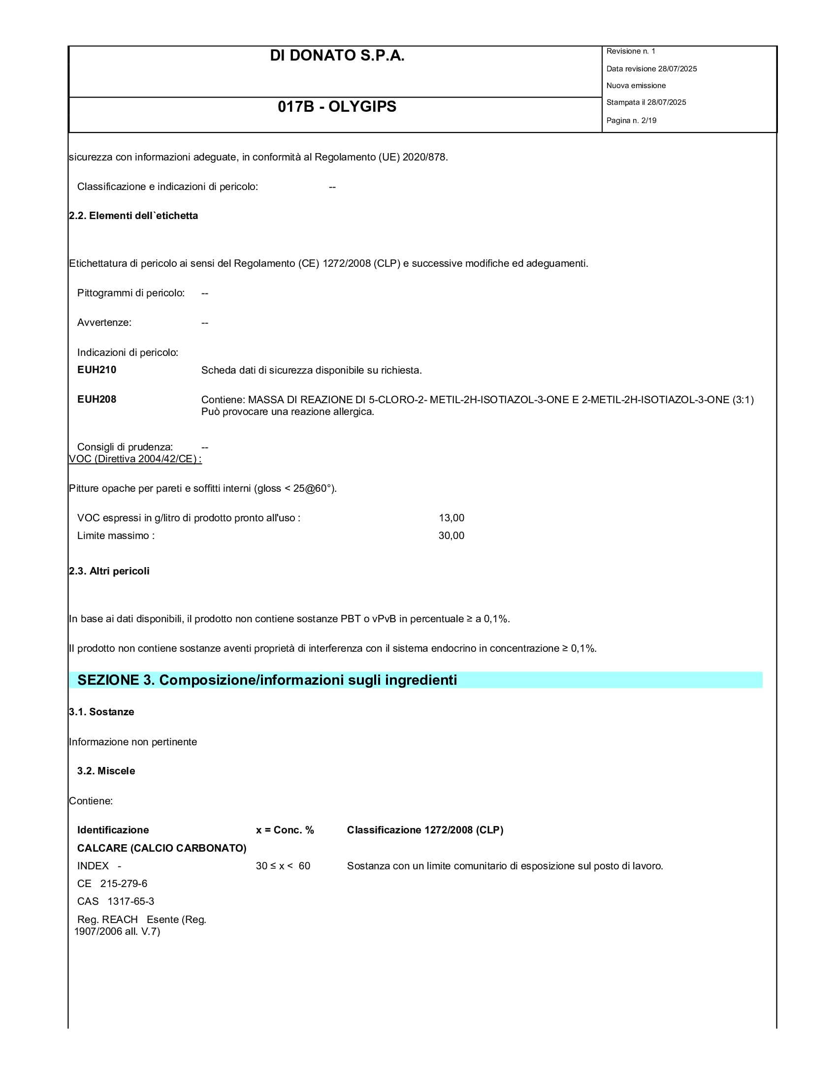 IVC OLYGIPS Idropittura Professionale per Interni ad Alta Copertura Bianca 5 Litri