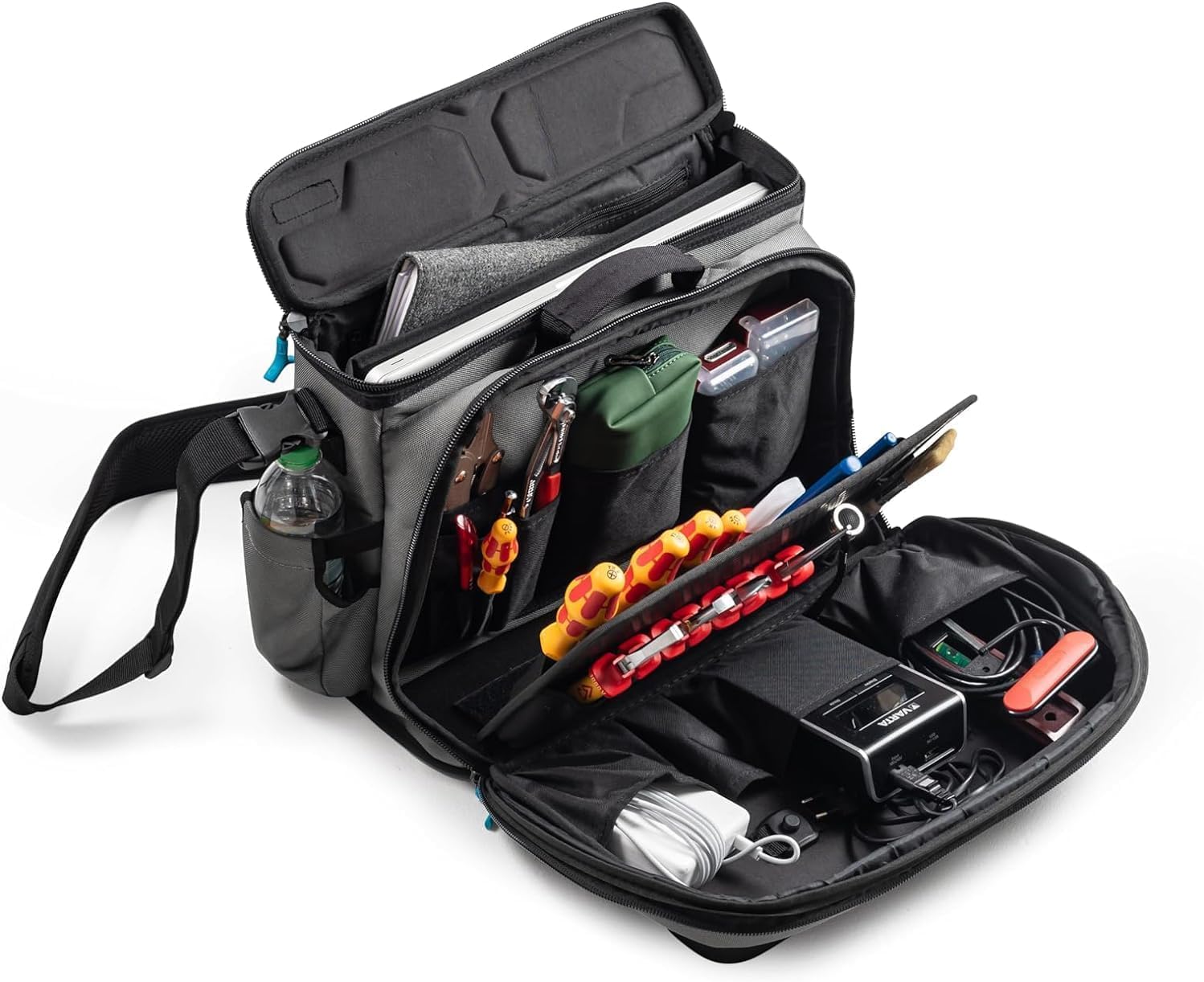 B&W torba narzędziowa tool.bag TEX.223 (tekstylna torba na narzędzia/torba na pasek, poliester wytrzymały, w zestawie pasek na ramię, pojemność 22,3 l, wymiary wewnętrzne 415 x 110 x 255 mm) bez