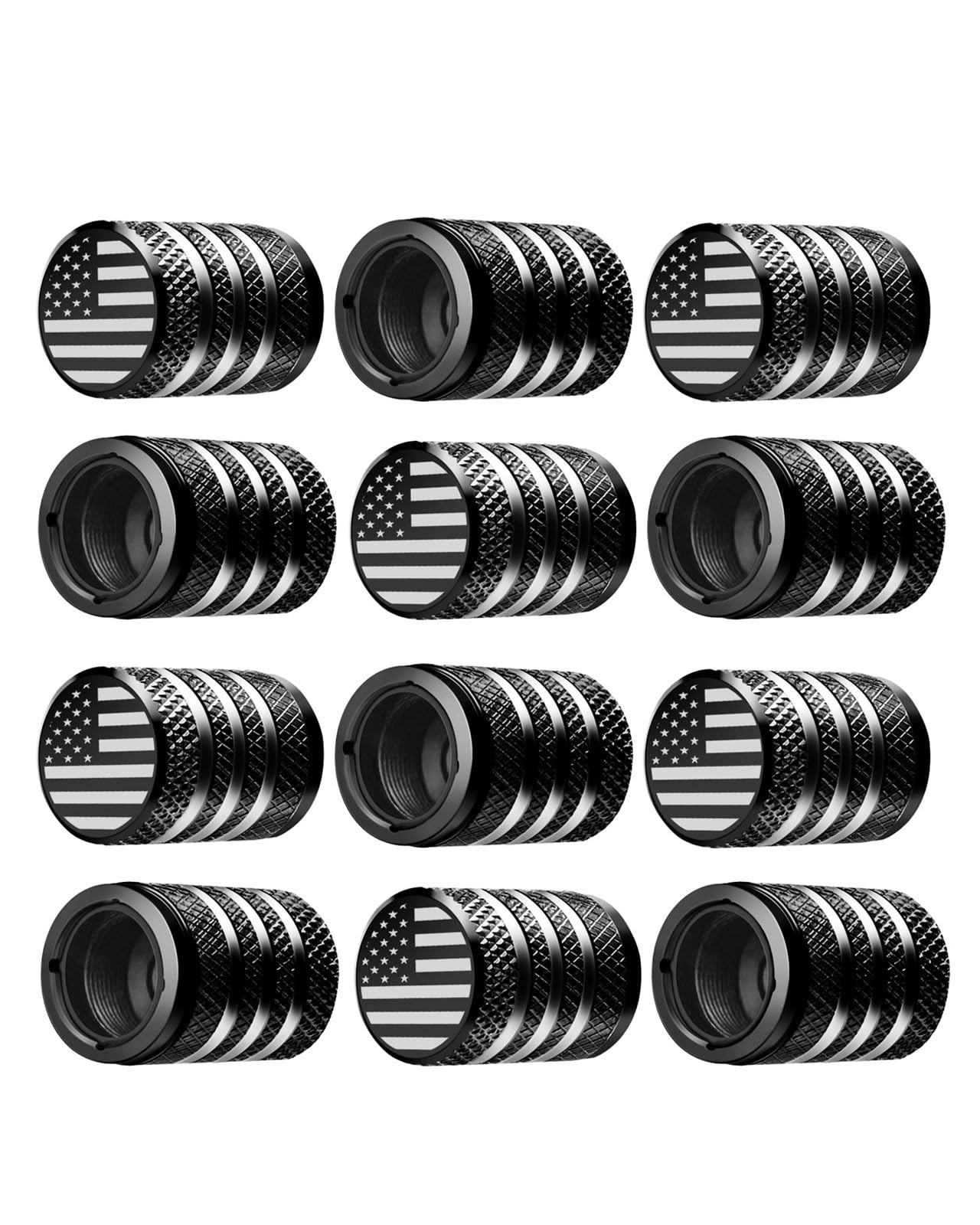 (12 Pack) American Flag Tire Valve Stem Caps