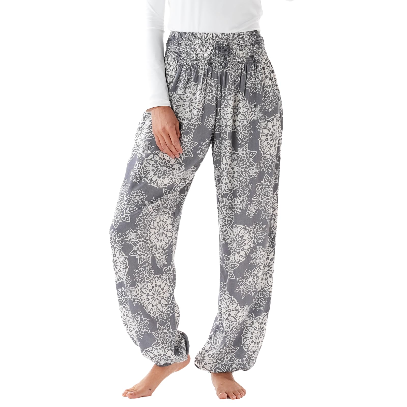 Lotus and Luna Women's Harem Pants Thai Pants for Beach &amp; Lounge High Waisted Flowy Boho Pants Genie Pants Yoga Pants