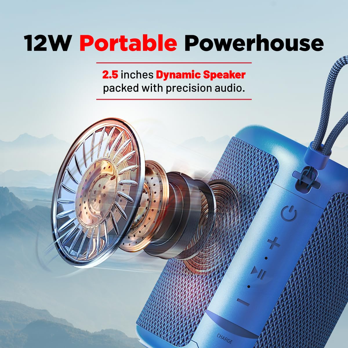 pTron Mini altoparlante Bluetooth Fusion Mount con suono coinvolgente da 12 W, 10 ore di riproduzione, luci RGB, modalità di riproduzione multipla-BT5.1/scheda TF/porta AUX, funzione TWS e ricarica di