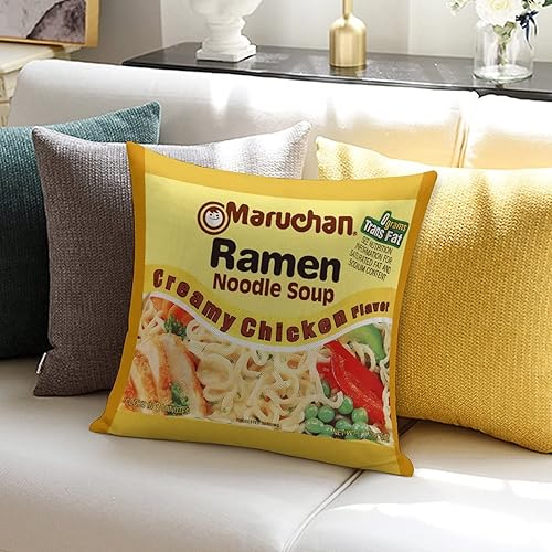 Miniatura 5 de MKONY Ramen - Fundas de almohada de sopa de fideos instantáneos, divertida funda de almohada para decoración del hogar para dormitorio, sofá, 18 x