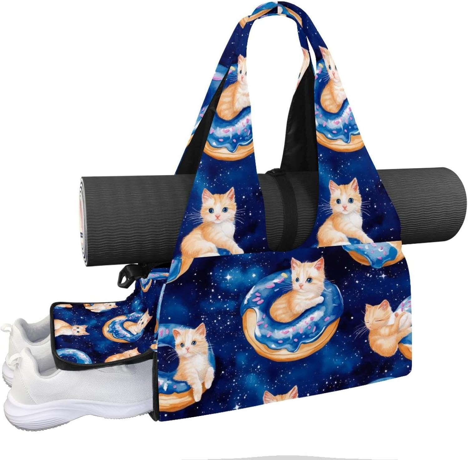 Gym Bag for Women, Skulls Galaxy Nebula Yoga Mat Bag with Shoe Compartment, Sport Yoga Gym Bag with Yoga Strap, Carryall Yoga Tote Bag