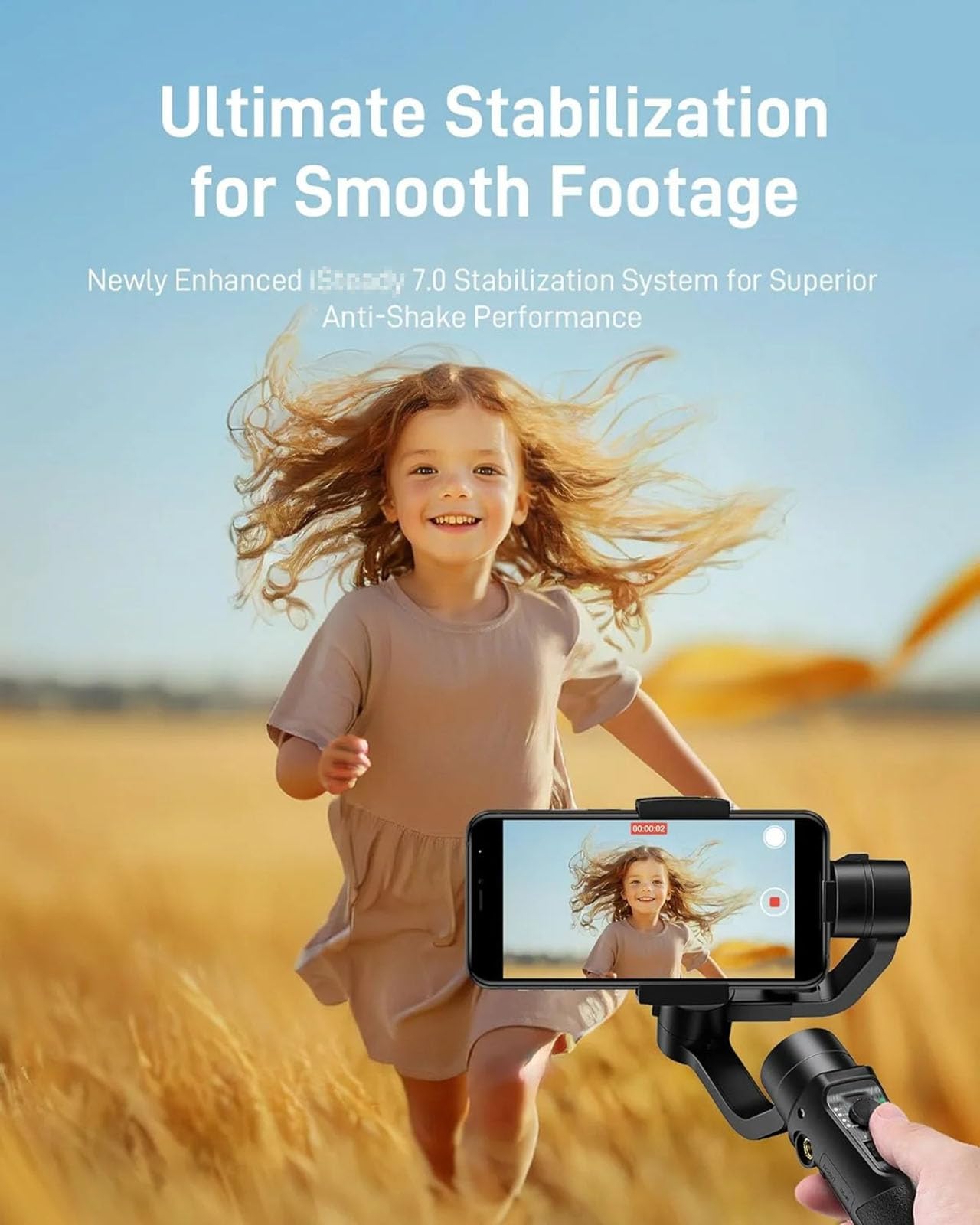 Stabilizzatore cardanico per Smartphone, Gimbal Professionale per Telefono a 3 Assi per Registrazione Video, Stabilizzatore Vloggin con modalità Ultra grandangolare, Tracciamento Oggetti