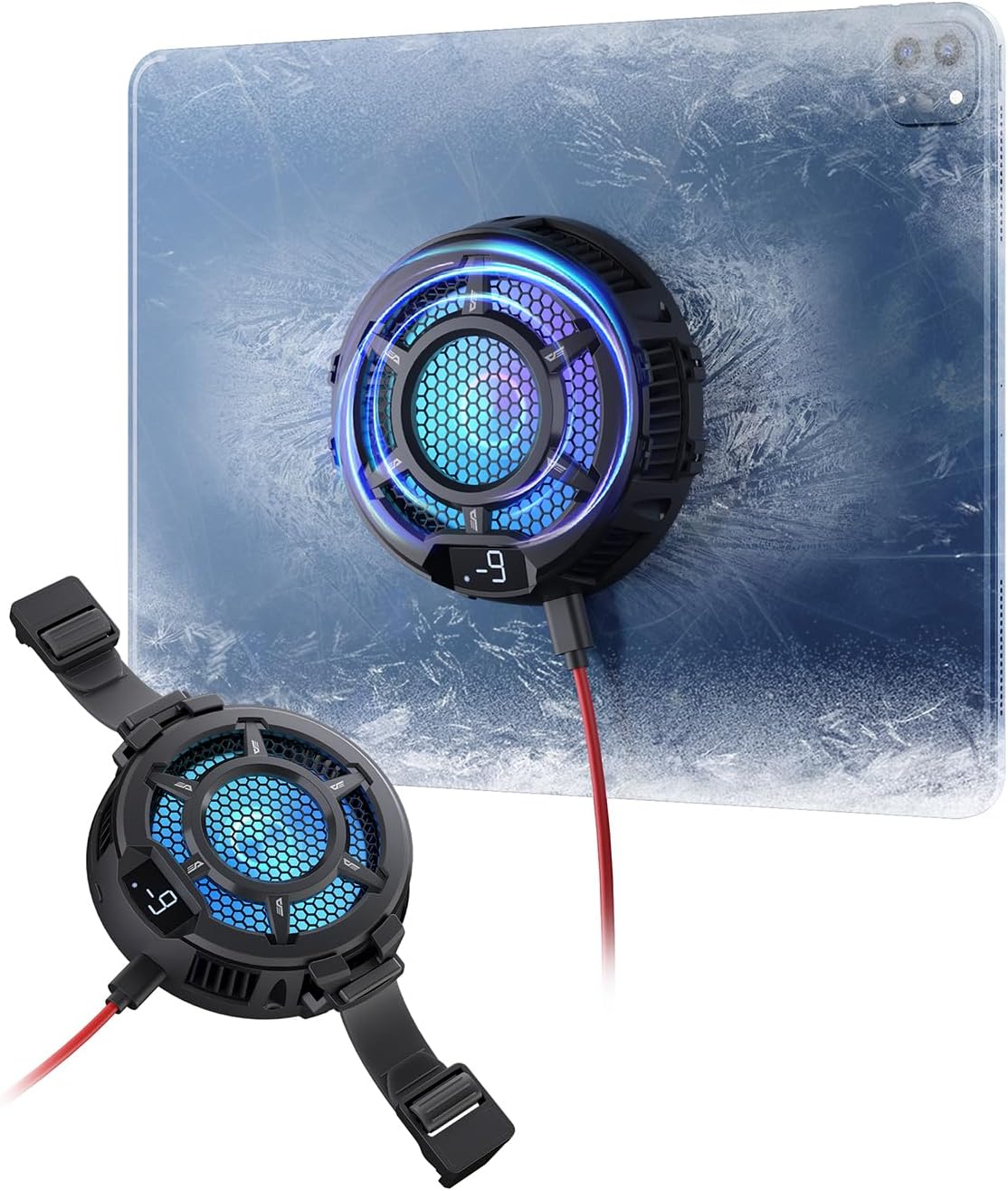 darkFlash iPad Cooler, Magnetic/Back Clip 2 in 1 Tablet Cooler for ipad/Surface pro/Samsung Tab, Steam Deck Fan, 30W Tablet Cooling Case with Temperature Display for Gaming, Live Streaming (GT-PRO)