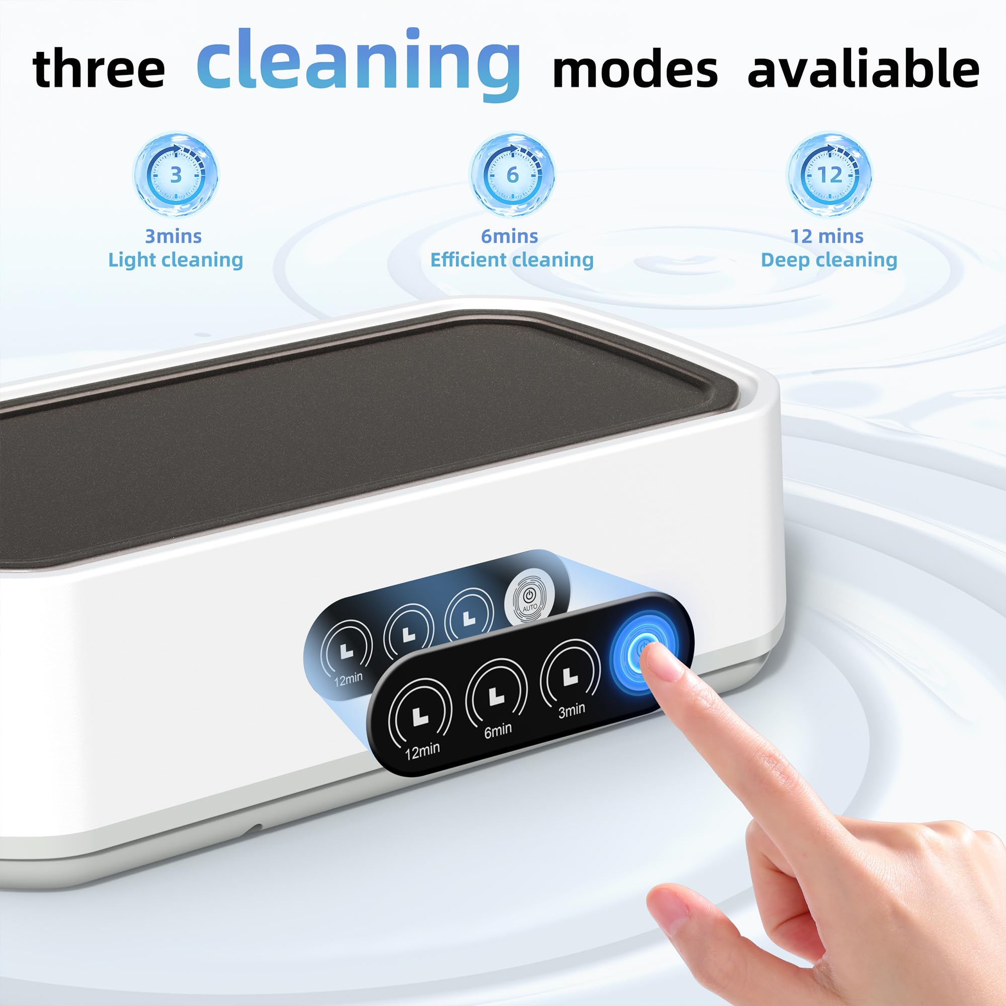 Limpiador ultrasónico de gran capacidad de 650 ml con función de sincronización digital de tres velocidades, adecuado para limpiar joyas, anteojos y correas de reloj