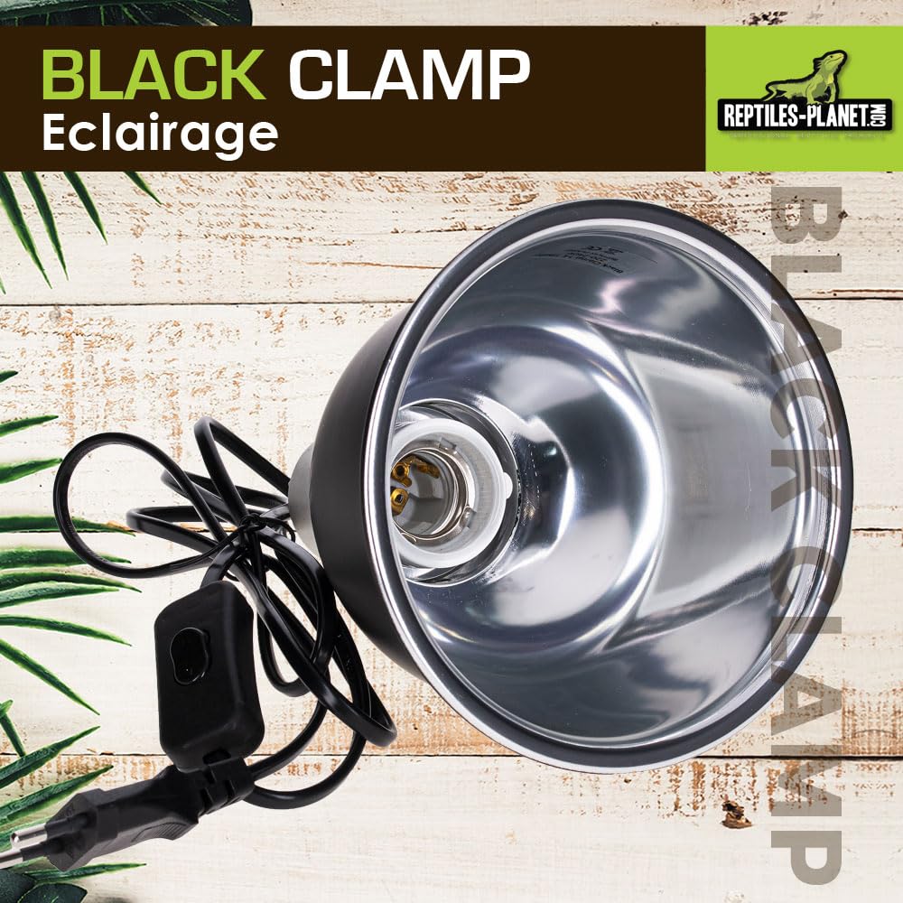 Reptiles Planet - Black Clamp 14 - Support d'Ampoule à Pince pour Terrarium - Ø 14 cm - H 16 cm