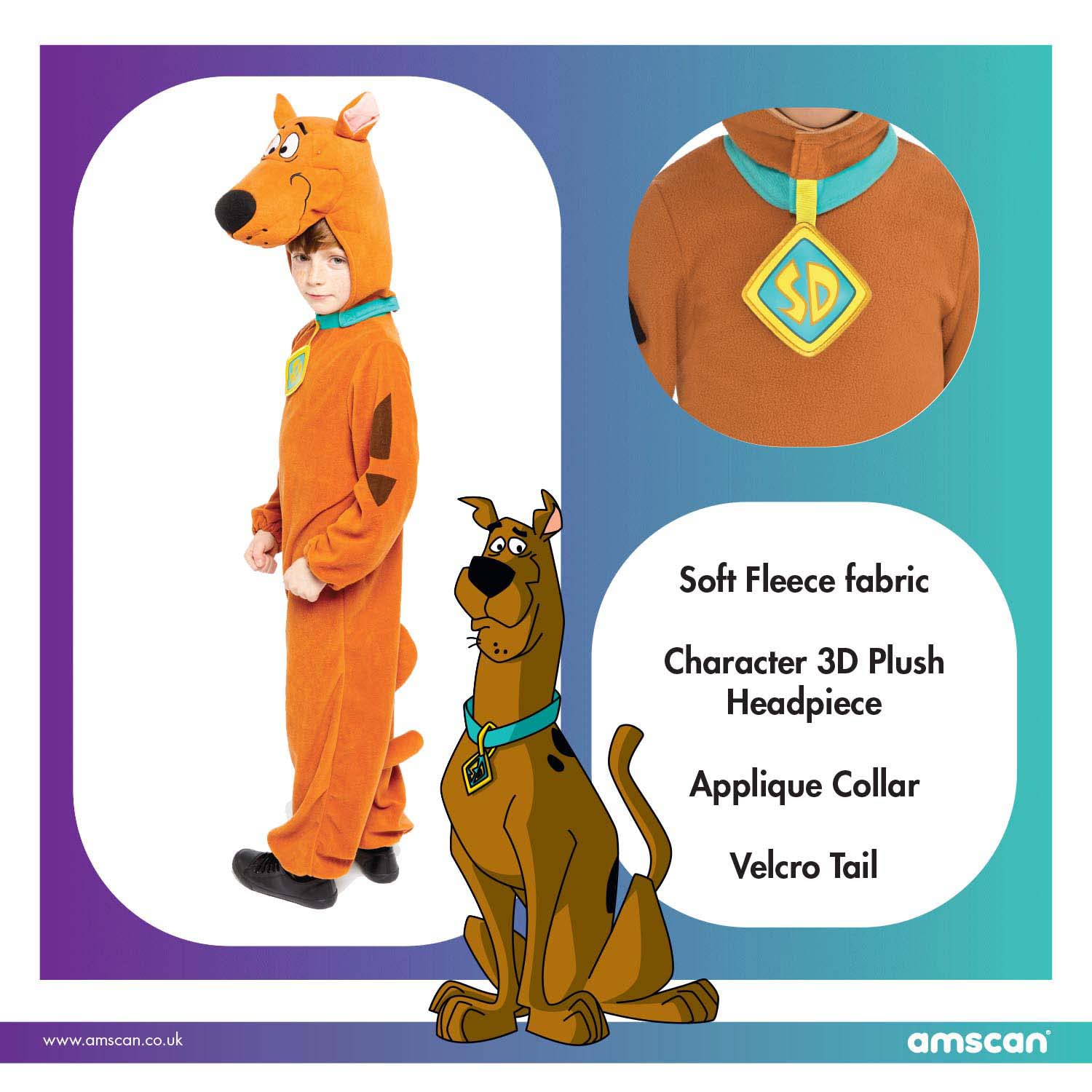 amscan Offiziell lizenziertes Scooby Doo Kostüm für Kinder Jungen