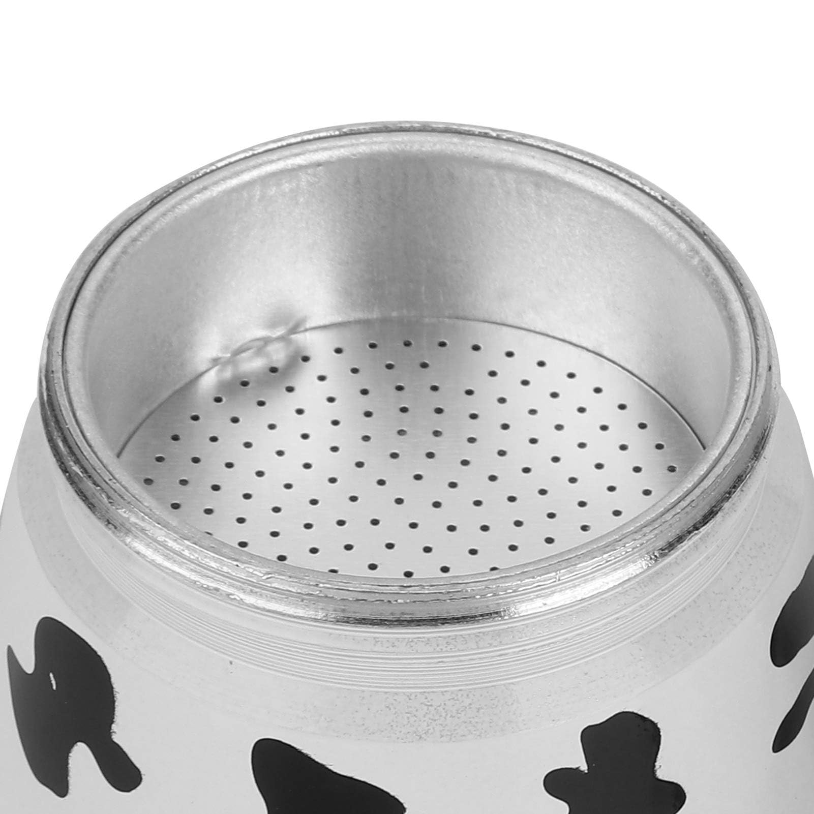 Cafetera Moka para el hogar, hervidor de mano concentrado, color vaca leche con aluminio italiano, para hervir hervidos, estufas italianas, expreso y ollas moka (3 tazas color vaca 150 ml)