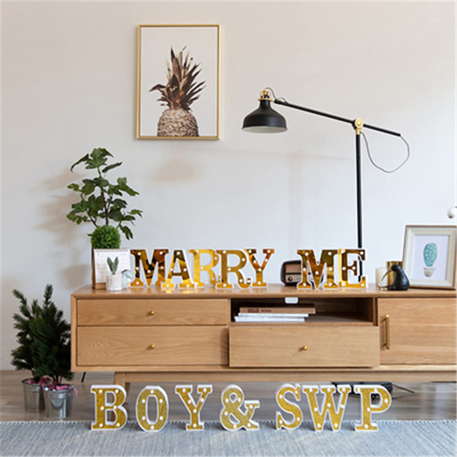Marry Me - 7 lettere decorative a LED, con funzionamento a batteria, per decorazione romantica della casa, matrimonio, proposta di matrimonio, fidanzamento, compleanno, festa di compleanno