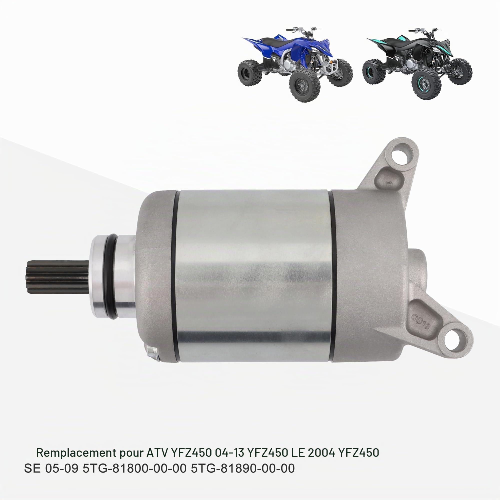GOOFIT DéMarreur éLectrique Moteur De DéMarrage Accessoires Fit Engine Remplacement pour ATV YFZ450 04-13 YFZ450 LE 2004 YFZ450 SE 05-09 5TG-81800-00-00 5TG-81890-00-00