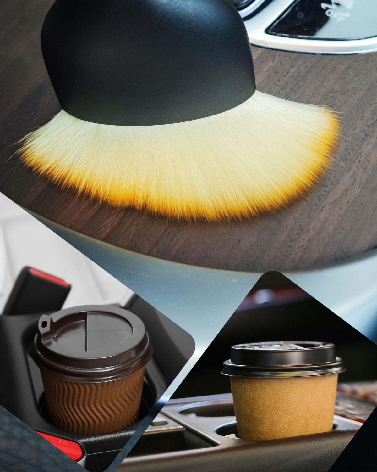 Car Cup Coasters 4 Pack Universal Non-Slip Cup Holders Embedded in Ornaments Coaster Car Interior Accessories Black Includes — view 7