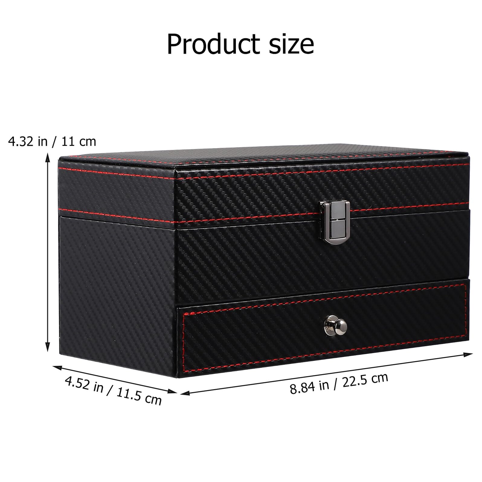HEMOTON Boîte à Montres en Fibre de Carbone Noire Intérieur en Cuir Noir Coffret de Rangement pour Bijoux et Bagues Étui Compact pour Présentation et Protection Lors de Voyages