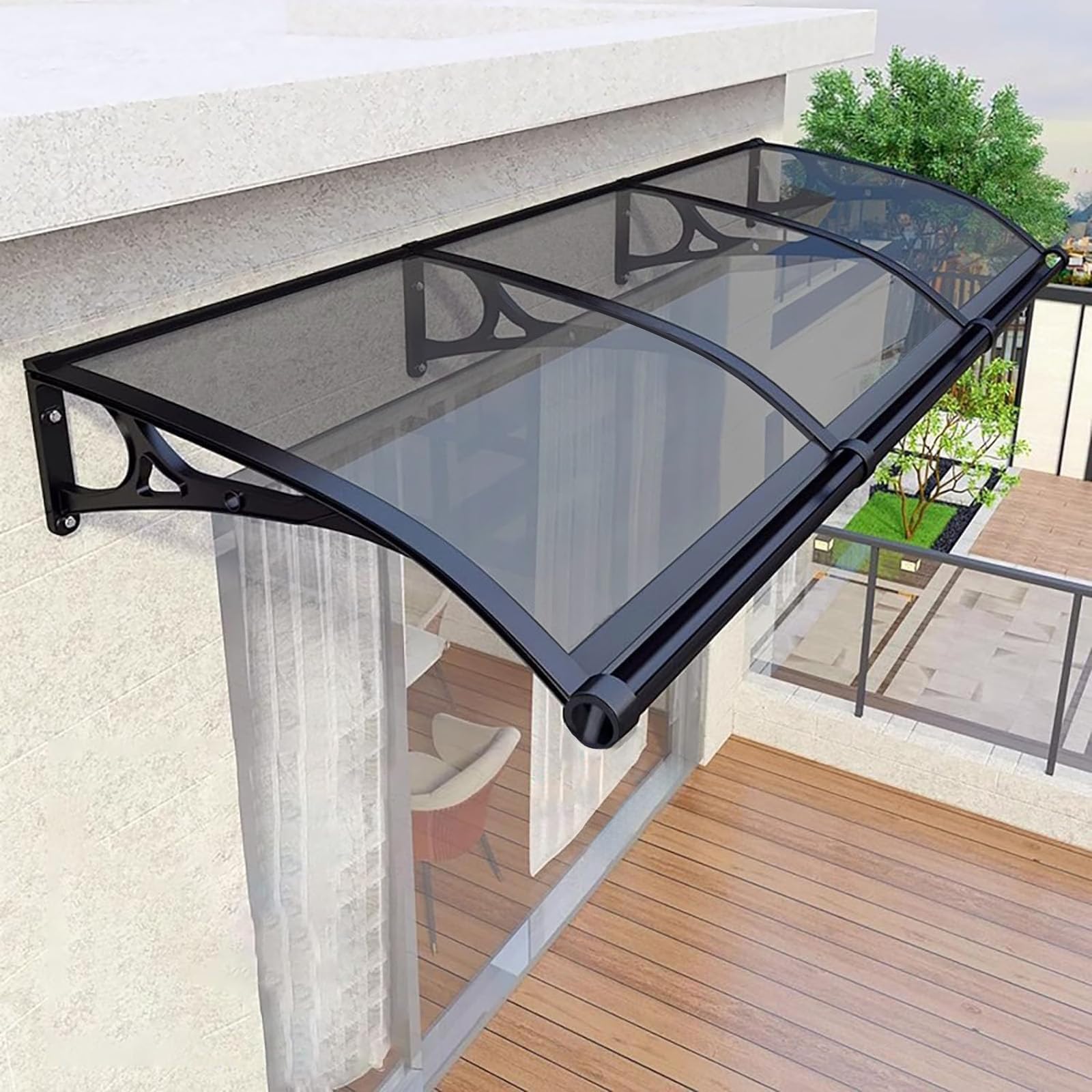 GJMSSMY AwningUV & Rain Protection Canopy Gray 100x60cm (39.37x23.62in) for EntranceDurable Outdoor Shelter Against Sun Snow & Rain