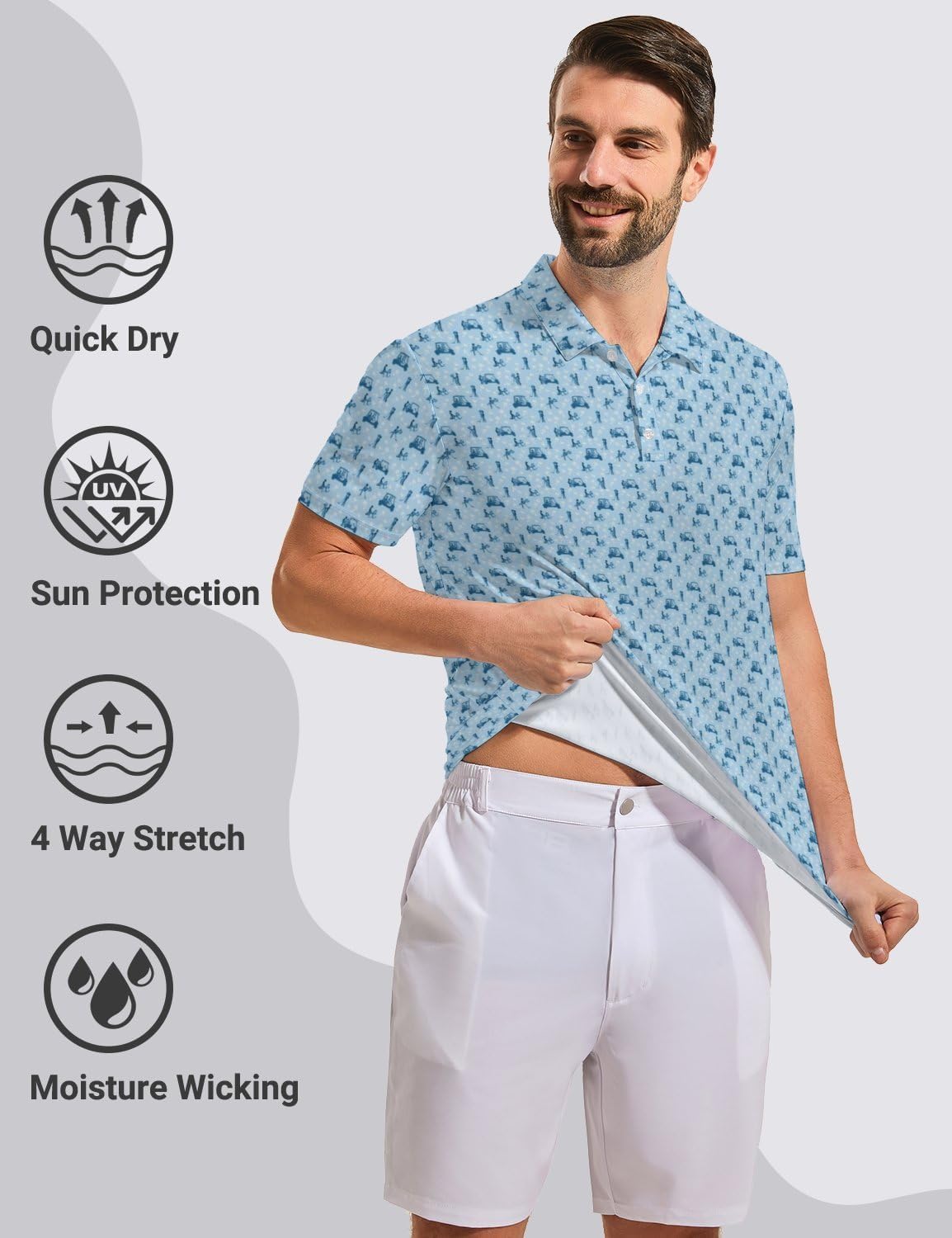 Golf Shirts for Men Moisture Wicking Golf Polo Shirts Quick Dry Short Sleeve Polo Shirts for Men