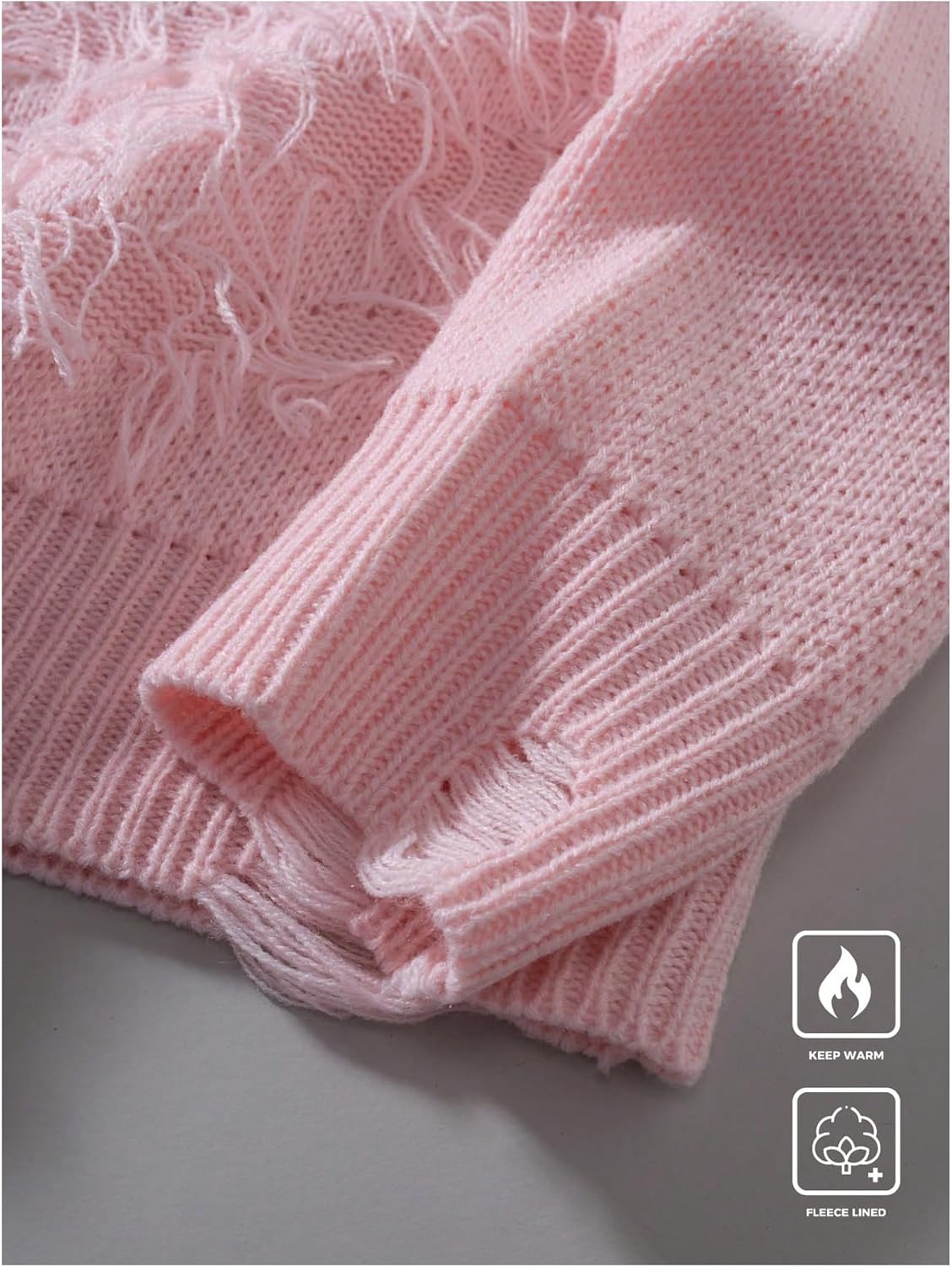 WDIRARA Men's Distressed Sweater Crew Neck Long Sleeve Pullovers Knit Top Streetwear - Image 6