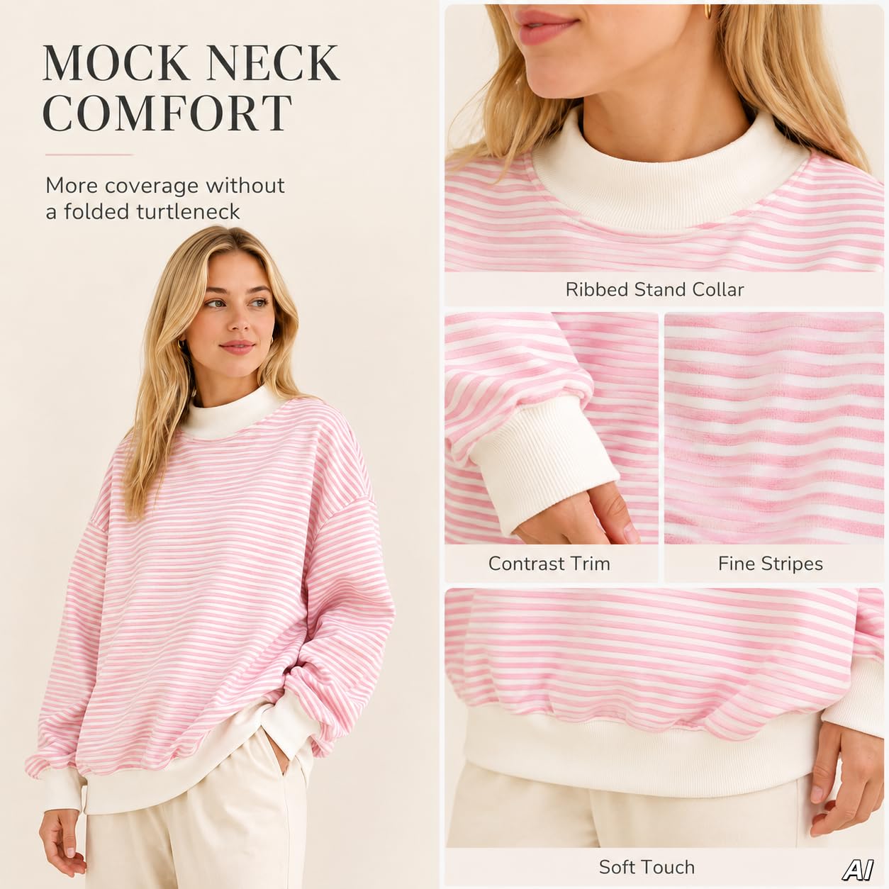 Sudadera para mujer con cuello alto