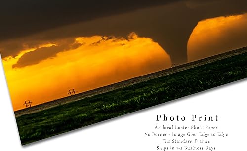 Miniatura 2 de Storm Photography Print (Not Framed) Picture of Tornado Silhouette at Sunset on Stormy Evening in Kansas Thunderstorm Wall Art Nature Decor (20" x