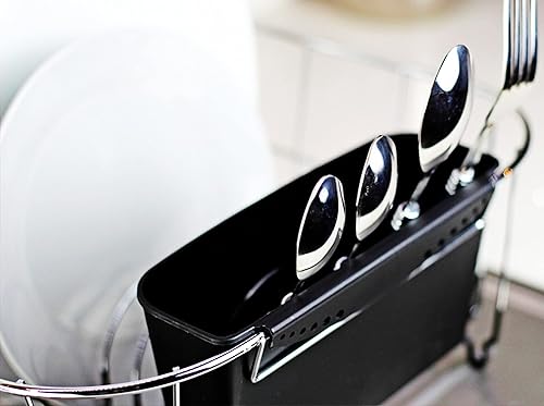 Miniatura 6 de Escurreplatos de platos pequeño de acero cromado de lujo (negro)