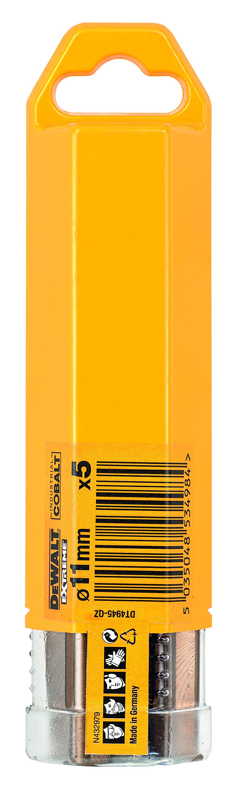 DeWalt Dt4945-Qz Punta Metallo Hss-Co Extreme, Al Cobalto, 11 X 142 X 94 Mm, Confezione Multipla Da 5 Pezzi