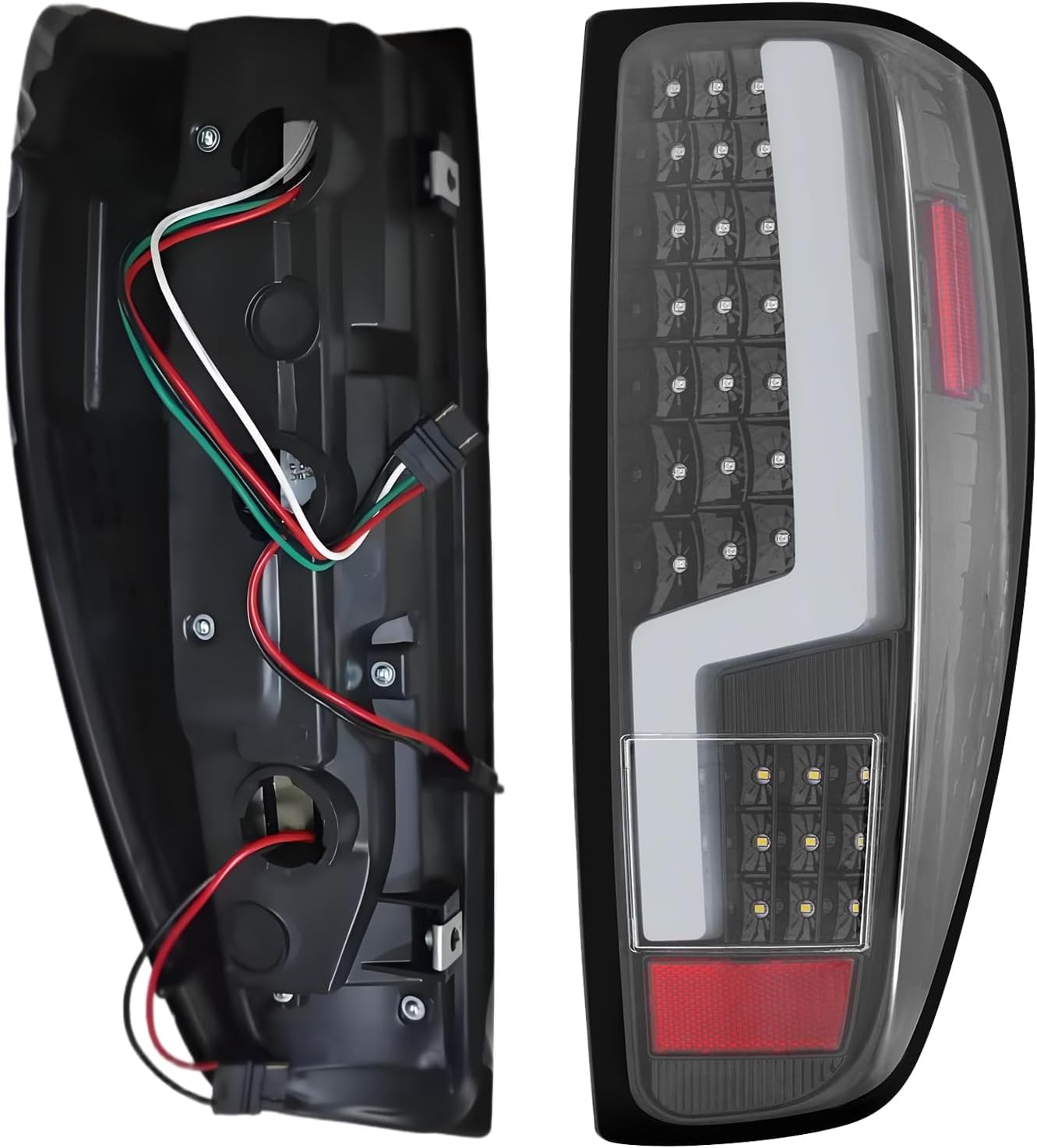 LED Tail Lights Assembly Compatible with 2004-2012 Chevy Colorado GMC Canyon Rear Brake Lamp Taillights, Black Housing White LED Tube Clear Lens