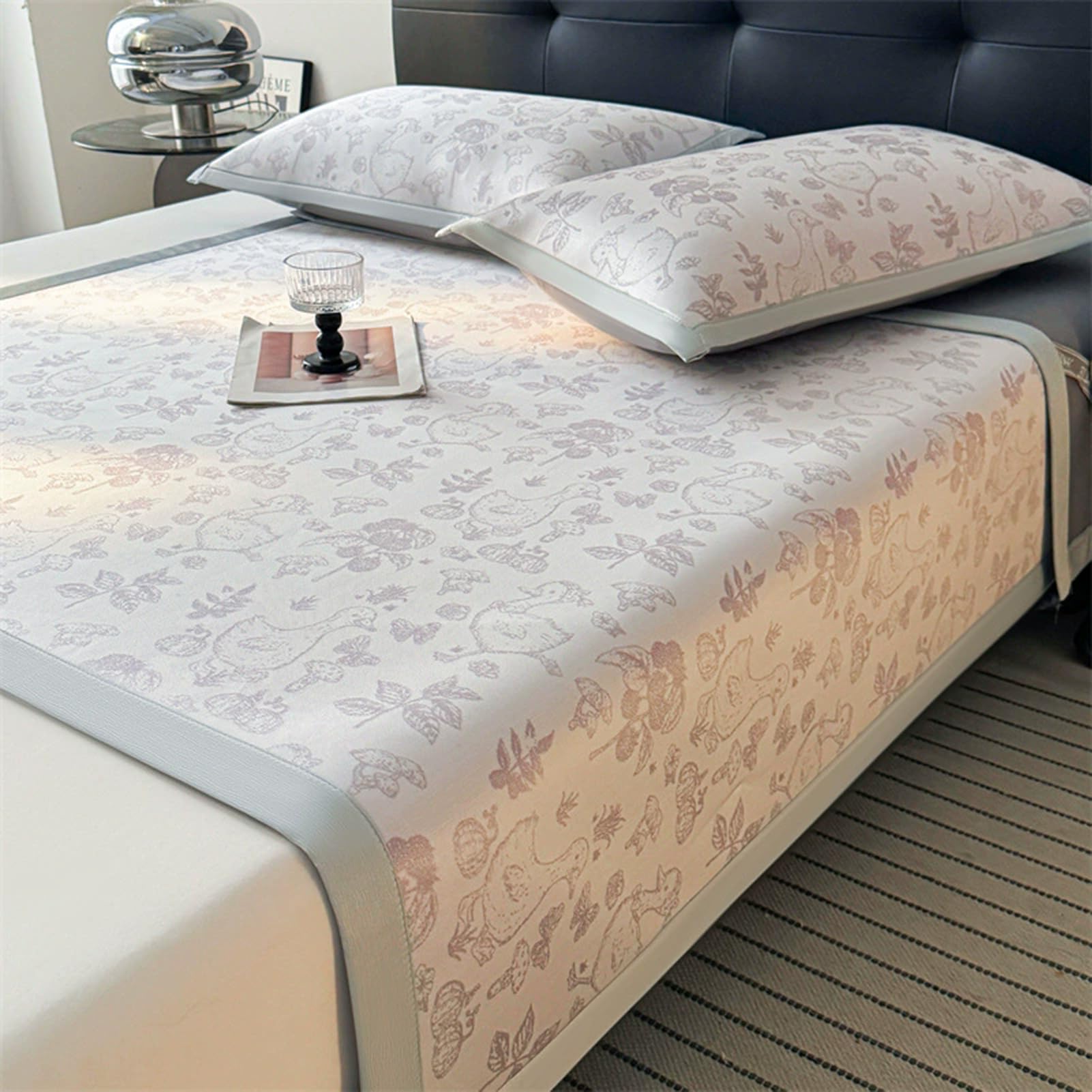 Surmatelas en soie glacée 90x200cm avec taie d'oreiller pour literie fraîcheur d'été