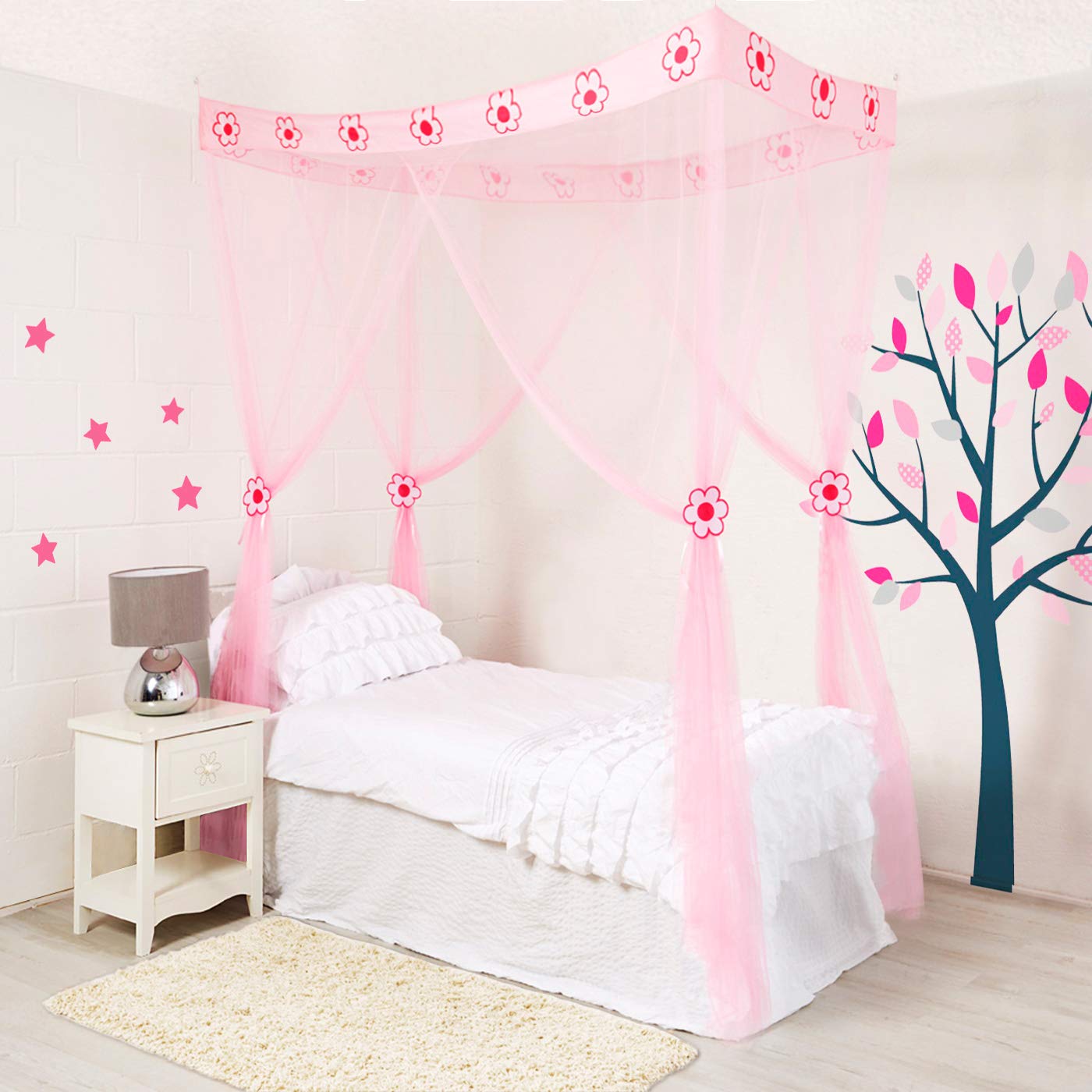 4 Poster Bed Canopy For Girls Mosquito Net Insect Protection Easy To Hang Ideal Bedroom Accessory Girls Pink Play Tent Children S Bedding Amazon Com Au