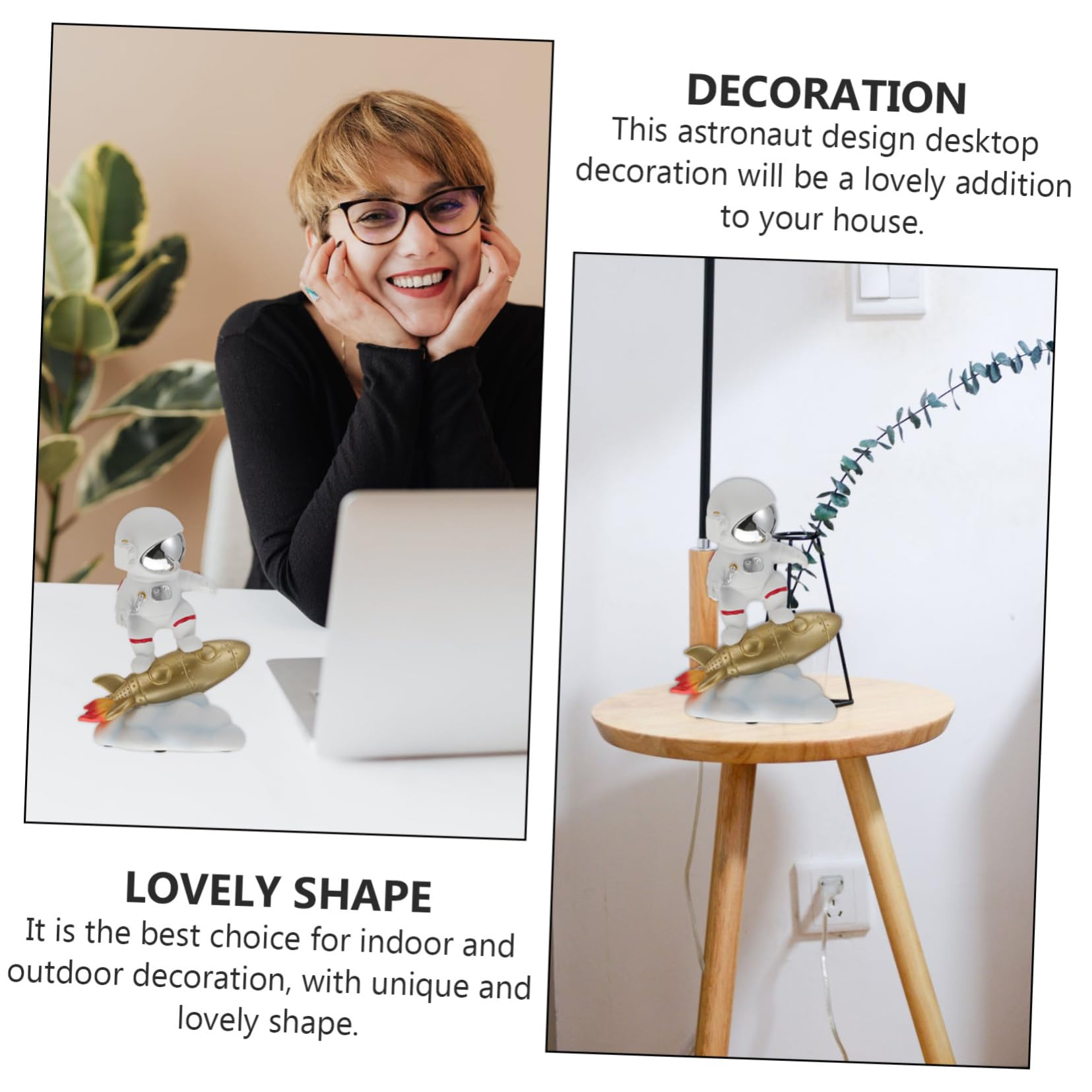 Adorno de Resina Diseño de Astronauta Dorado, Decoración Ligera y Fácil de Mover para Oficinas y Hogares, Accesorio Creativo y Adorable para Escritorio