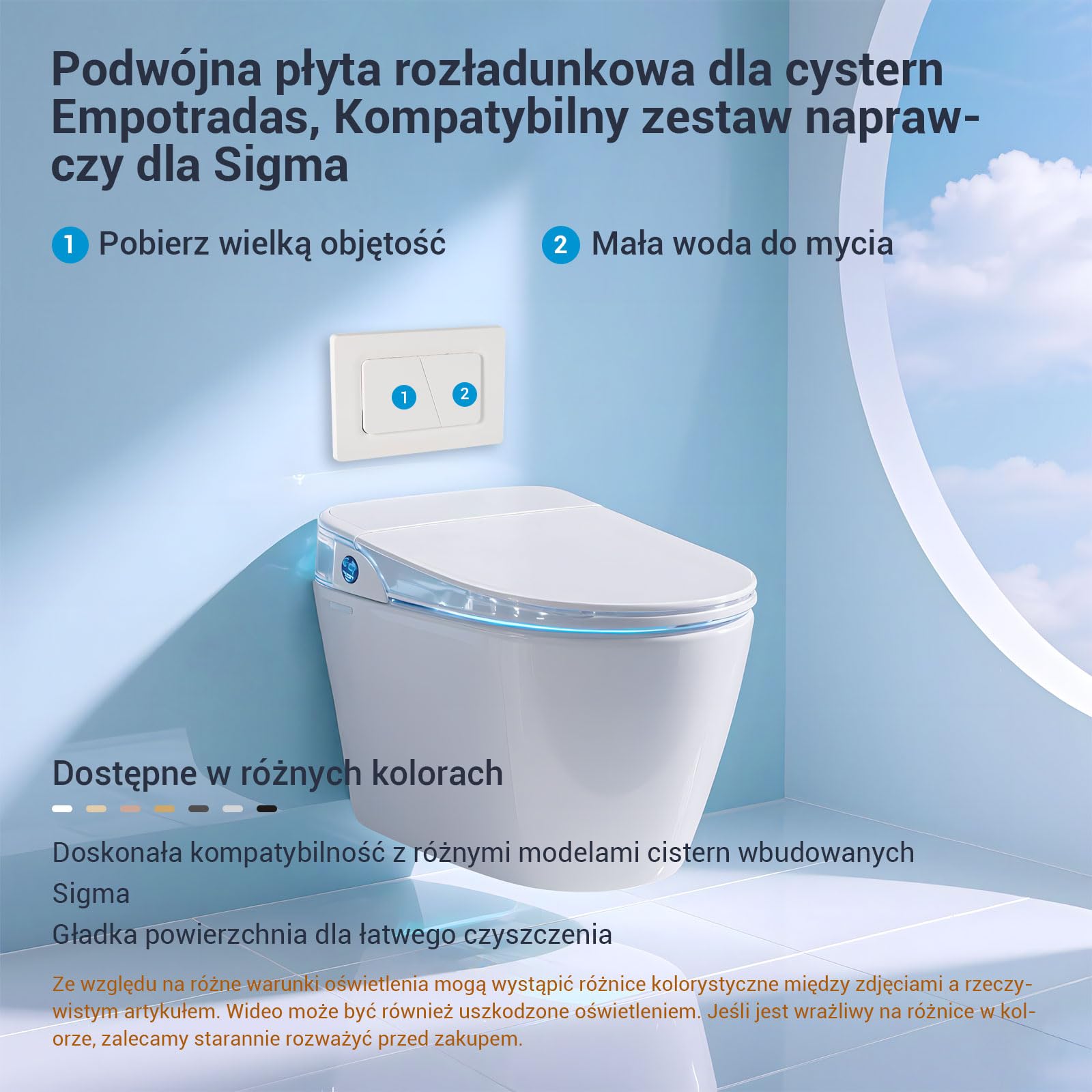 WC Płyta aktywacyjna z zestawem klapy spuszczającej i ramą montażową, kompatybilna z Geberit Sigma, UP300 i UP320, z podwójnym spuszczaniem (Biały Matowy)