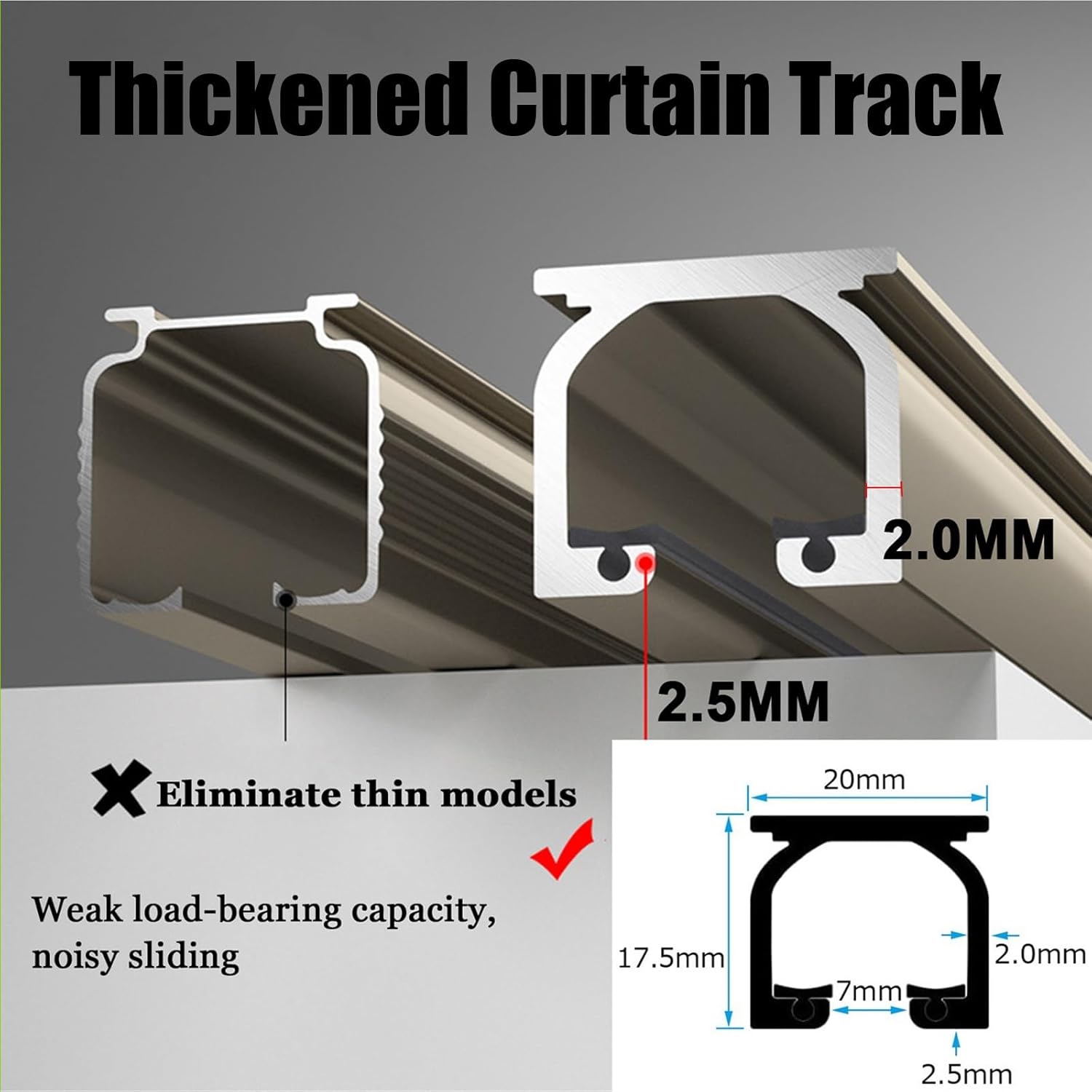 Durable Aluminium Curtain Track Rails - Ceiling & Wall Mount, Quiet Mute Track for Curtains, Room Divider Rails for Privacy in Living Room, Bedroom & Shower.