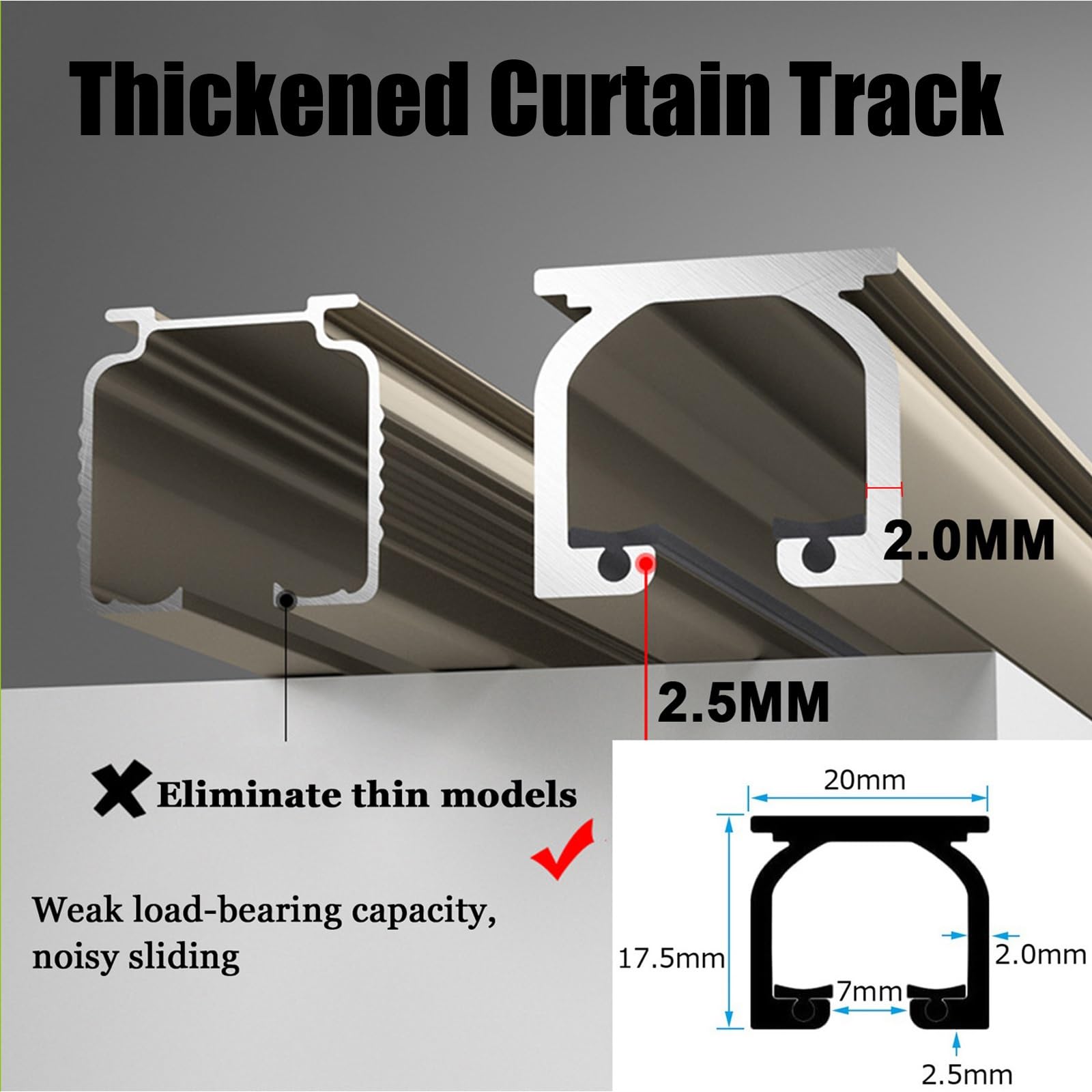 Binario per tende in alluminio, resistente, montaggio a soffitto o parete, divisorio per la privacy in soggiorno, camera da letto, tenda da doccia