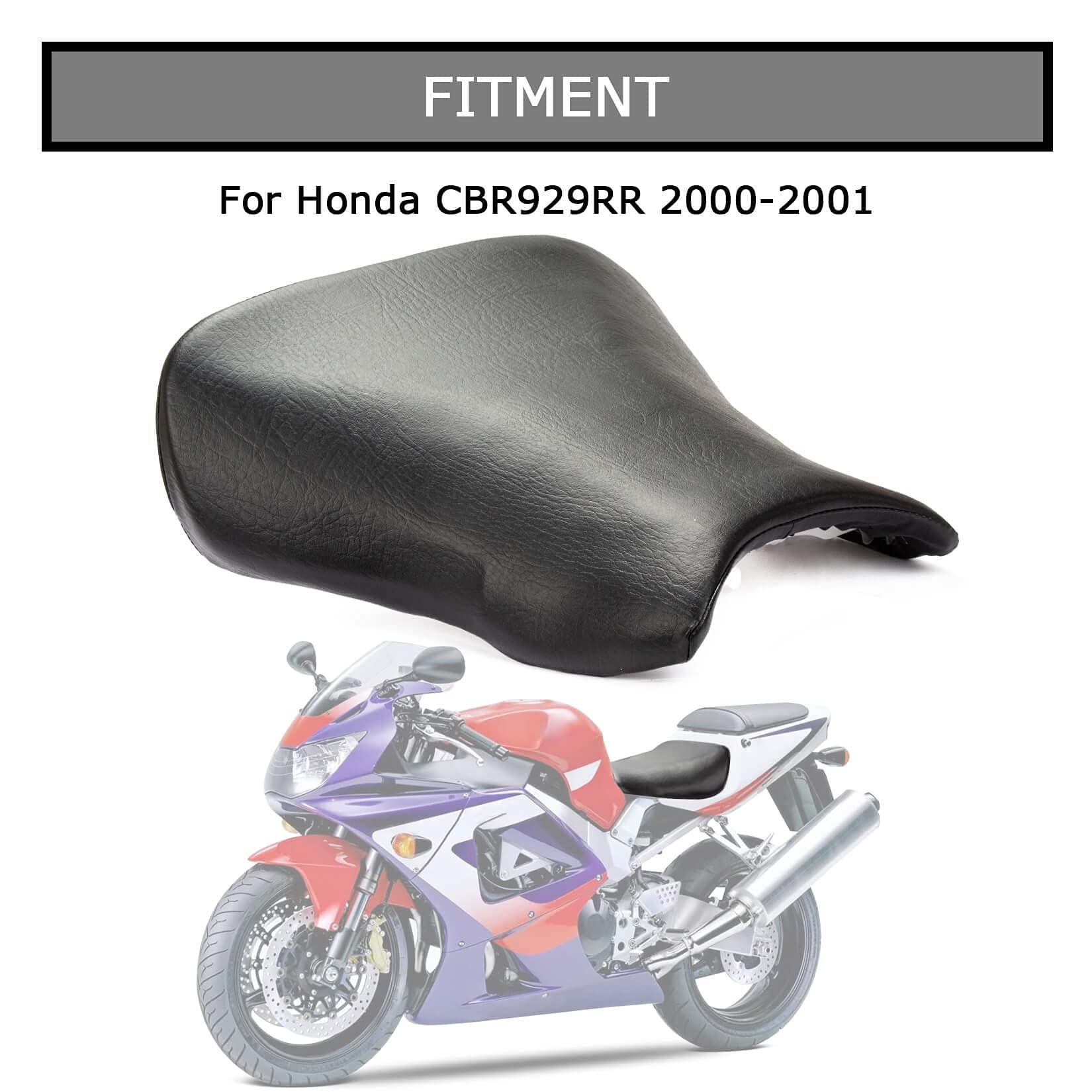 Front Rider Driver Seat Pillion Cushion For CBR929RR 2000-2001 (Black)