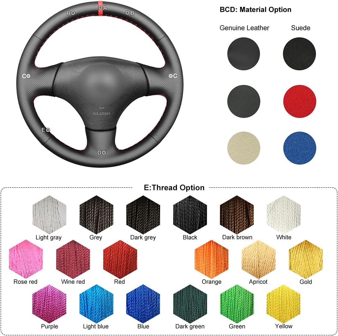 MEWANT Car Steering Wheel Cover for Mazda MX5 MX-5 Miata NB for Protege5 Made of Genuine Leather Car Steering Wrap