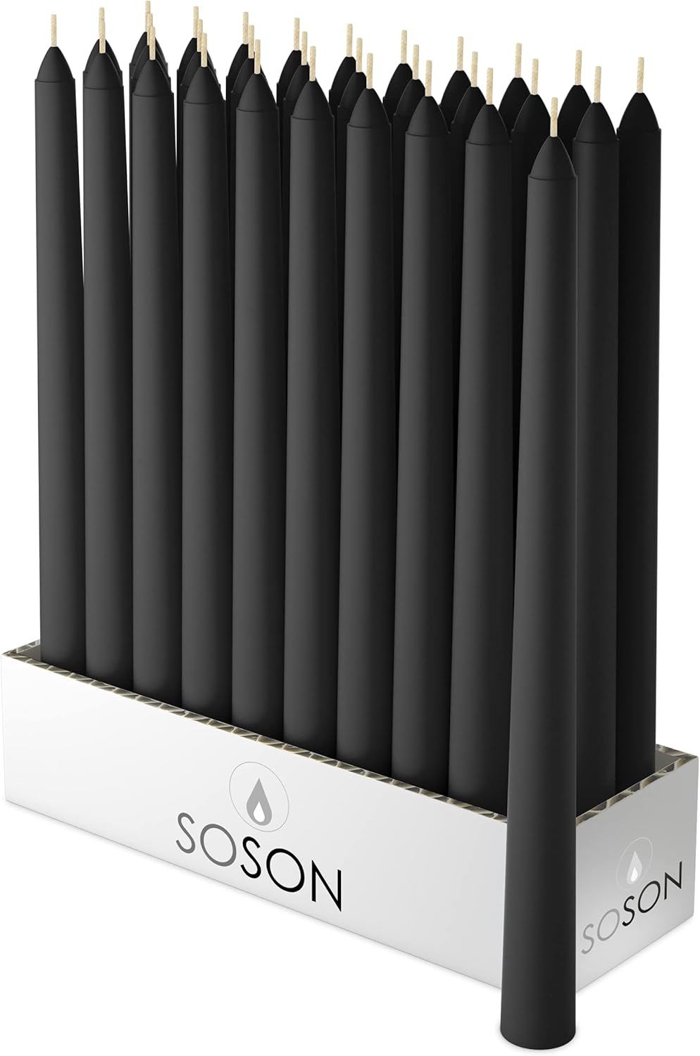 Simply Soson Premium 12 inch Black Taper Candles Dripless Taper Candles Black