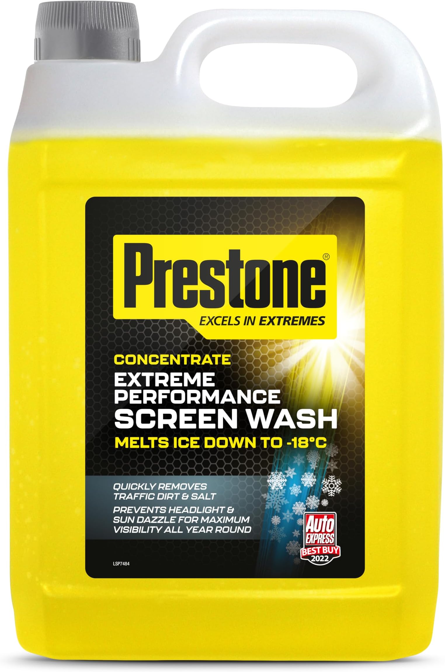 Prestone Screenwash Concentrate 5L, Screen Wash For Cars - Winter, High Performance Cleaning With Streak Free Formula, Extreme Performance Super Concentrated Screenwash Winter, Reduce Plastic, 5 Litre
