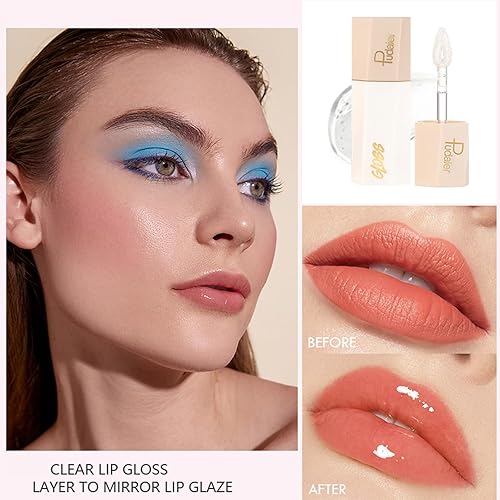 Miniatura 3 de Rechoo Juego de lápiz labial para mujer, 1 brillo de labios transparente+3 lápices labiales color rojo mate, juego de maquillaje de labios marrón de