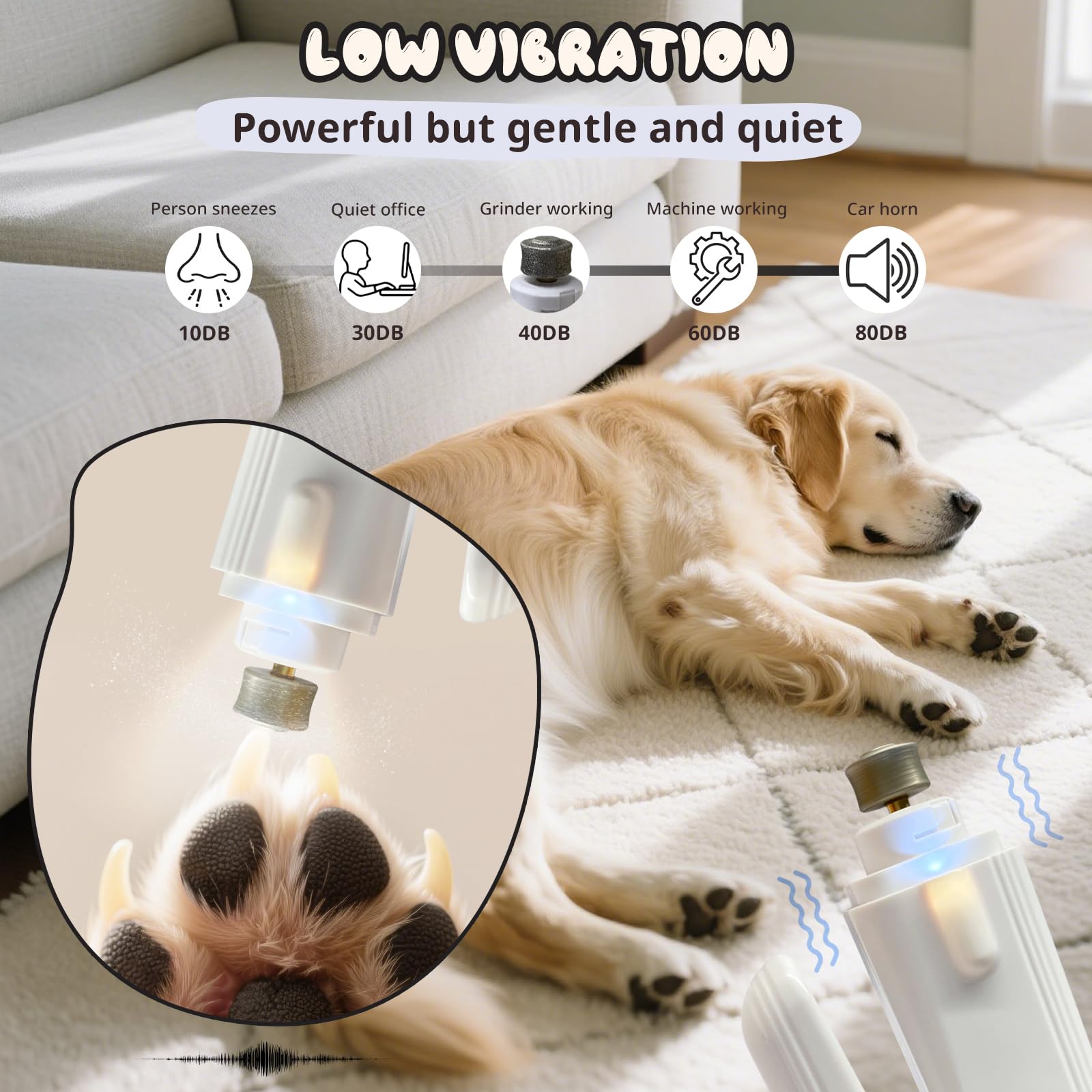 2-in-1 Dog Nail Trimmers & Dog Nail Grinder, Dog Nail Clippers with 2 LED Lights & Safety Guard, USB Rechargeable, Multiple Grinding Methods for Small, Medium, and Large Dogs & Cats (White) - image 4