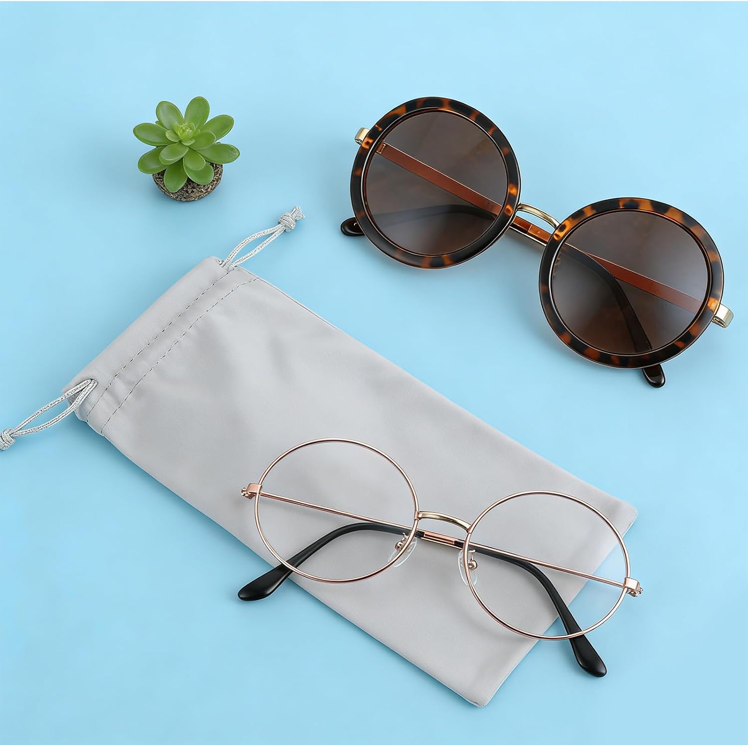 4 Pcs Eyeglasses Sunglasses Microfiber Pouch Bag, Microbag Microfiber Eyeglass Pouch Set Soft Sunglasses Case Sunglass Sleeve Storage Bag Pouches Bulk With Drawstrings for Watch Jewelry Smartphone image 5