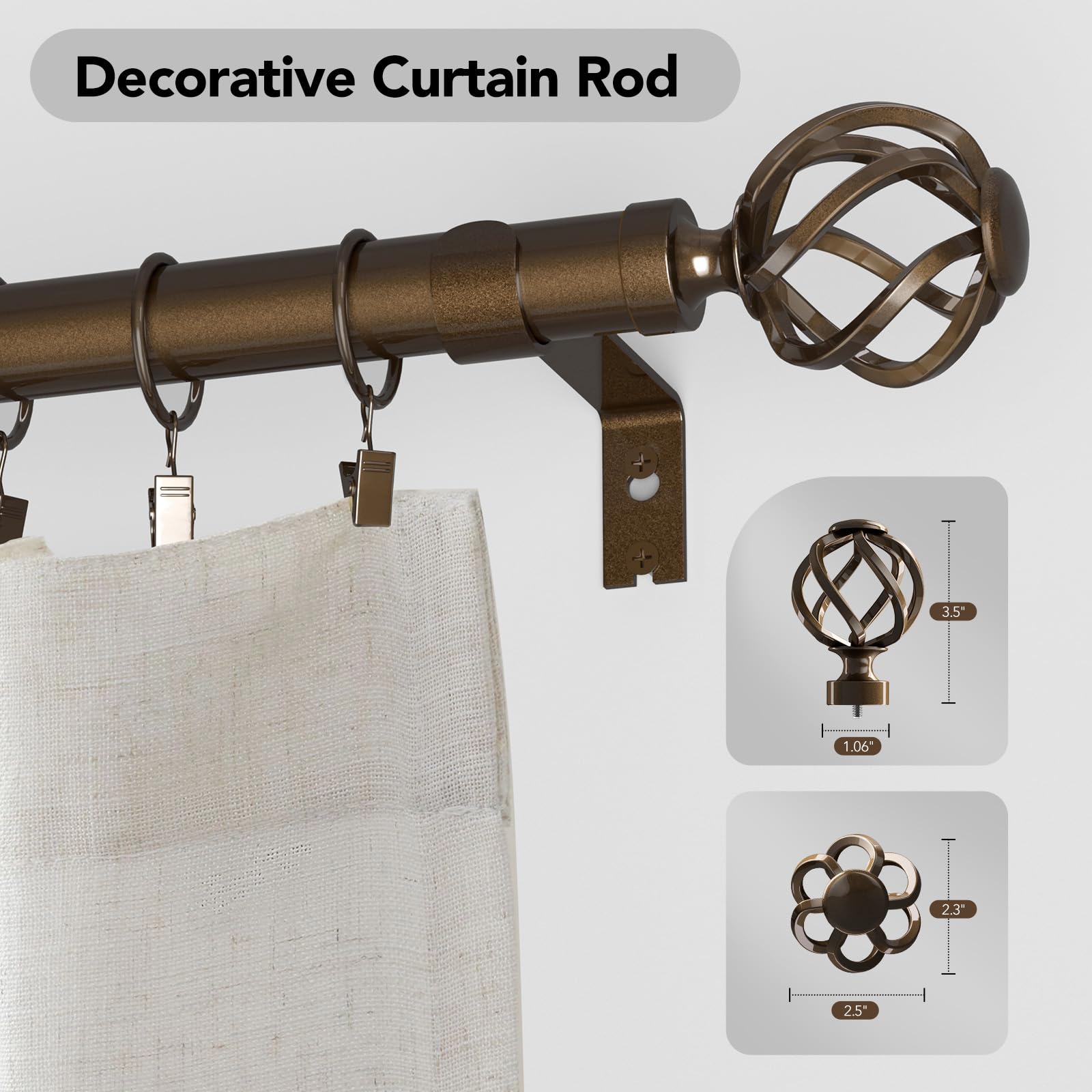 Bronze Curtain Rods - Elegant & Durable -4