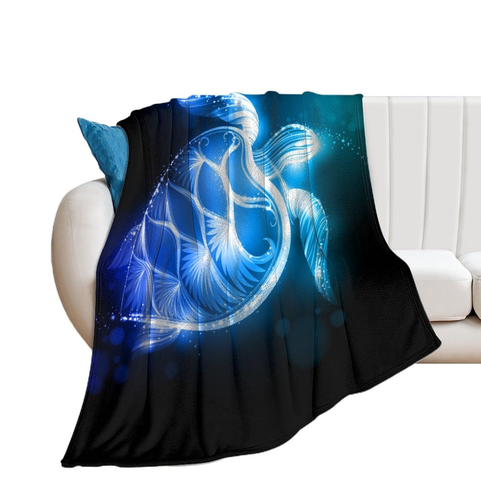 Couverture polaire tortue bleue 130x150 cm plaid canapé en flanelle