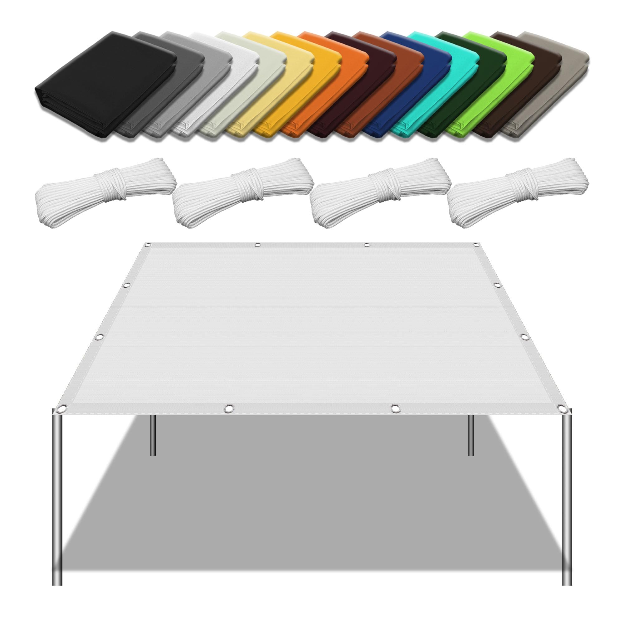 Voile d'ombrage anti-UV et imperméable 180x800 cm blanc pour une protection solaire totale