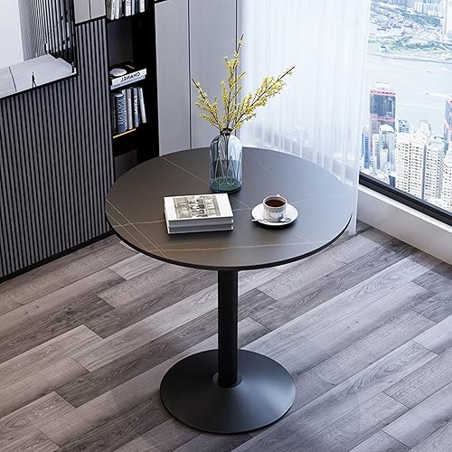 Miniatura 2 de Mesa alta redonda de piedra sinterizada de 21.6 pulgadas, patas de metal modernas, barra alta simple, mesa alta para cafetería, restaurante, postre
