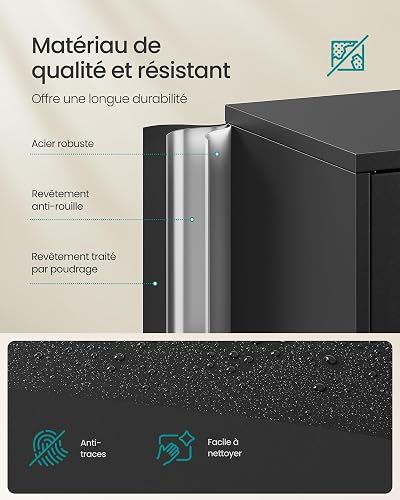 SONGMICS Meuble de Rangement Bureau, en Acier, 5 Niveaux, Serrure - 6