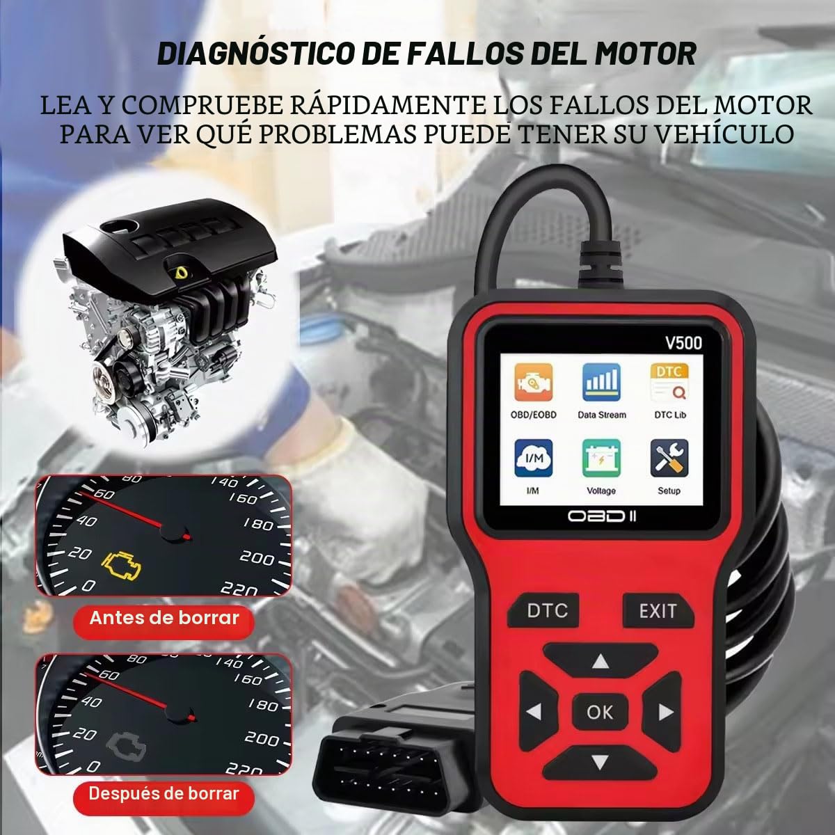 OBD2 Diagnosis para Renault Clio Megane Captur Koleos Zoe Talisman Espace Scenic, Rápido Lectura Códigos Error, Portátil Diagnosis Coche Multimarca, Fiable Datos en Tiempo Real, Scanner OBD2