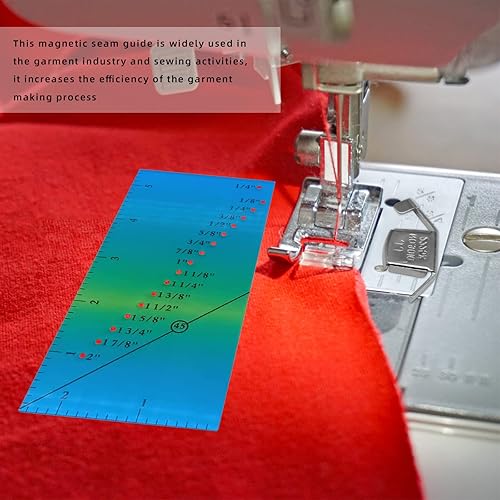 Miniatura 4 de Magnetic Seam Guide for Sewing Machine, Seam Guide Ruler for 18 to 2 Straight Line Hems Includes 14 Pivot Point and 45 Degree Trim Line