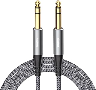 Tisino 1/4" TRS Cable-1/4 Male to 1/4 Male Audio Cable Balanced Stereo Audio Cable，Nylon Braid-Pro Interconnect and Guitar Cable Audio Cable for Studio Monitors,Mixer,Speaker-10 Feet
