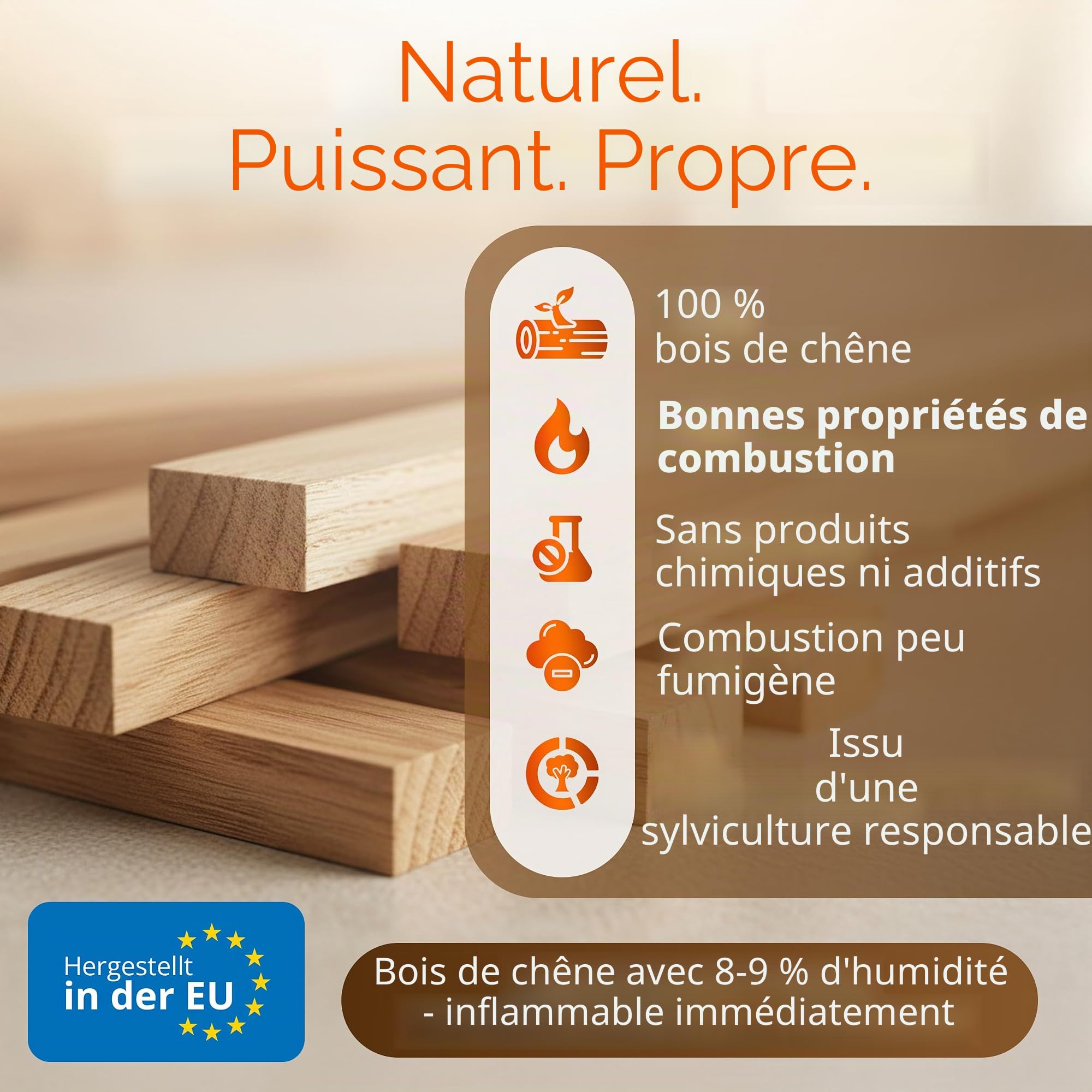 Aleko Parkett Bois de chauffage et d'allumage non traité pour cheminée ou grill Chêne 28 kg