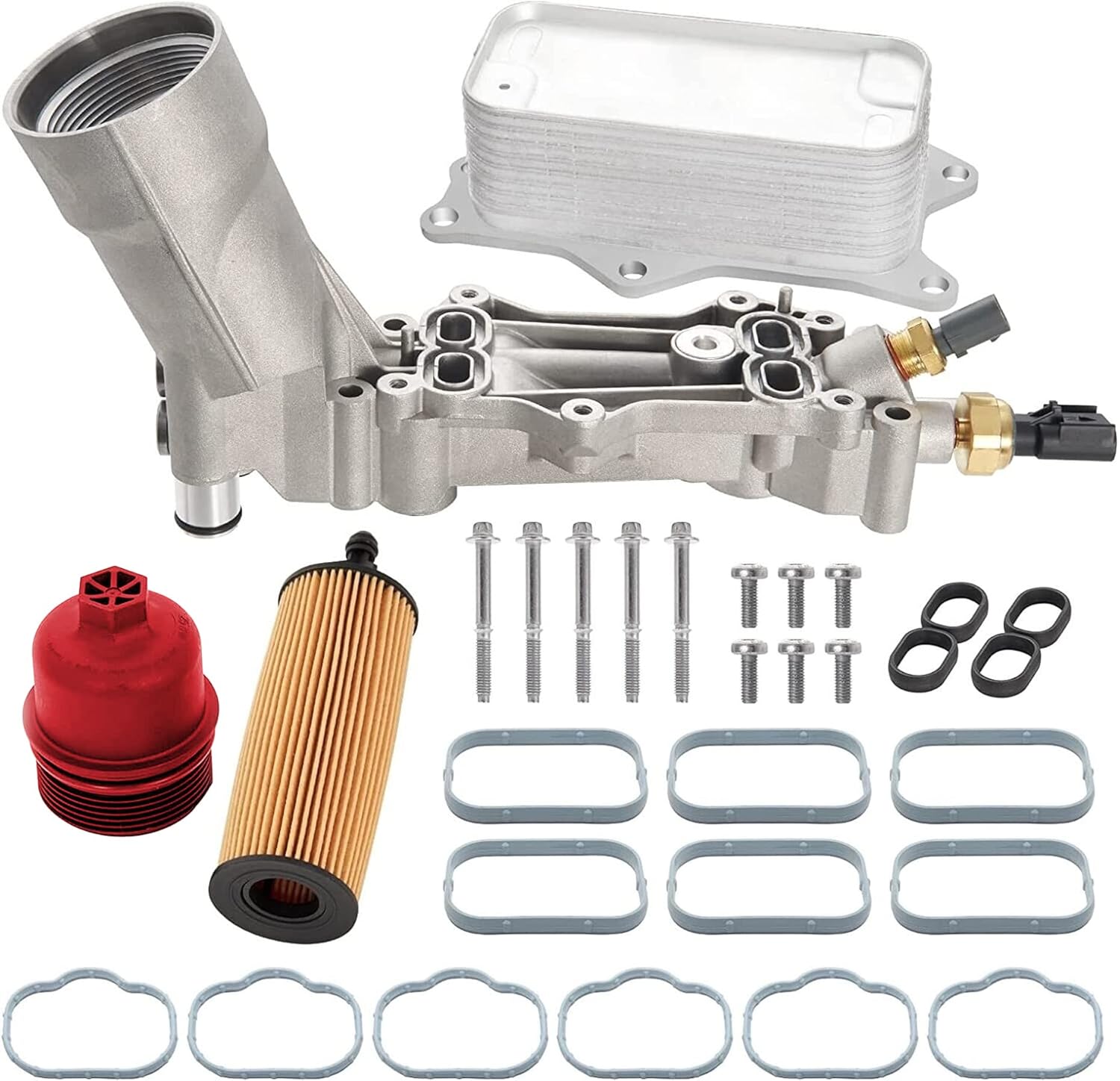 Amazon アップグレード アルミニウム エンジンオイルクーラー オイルフィルターハウジング付き センサーアセンブリ付き 926959